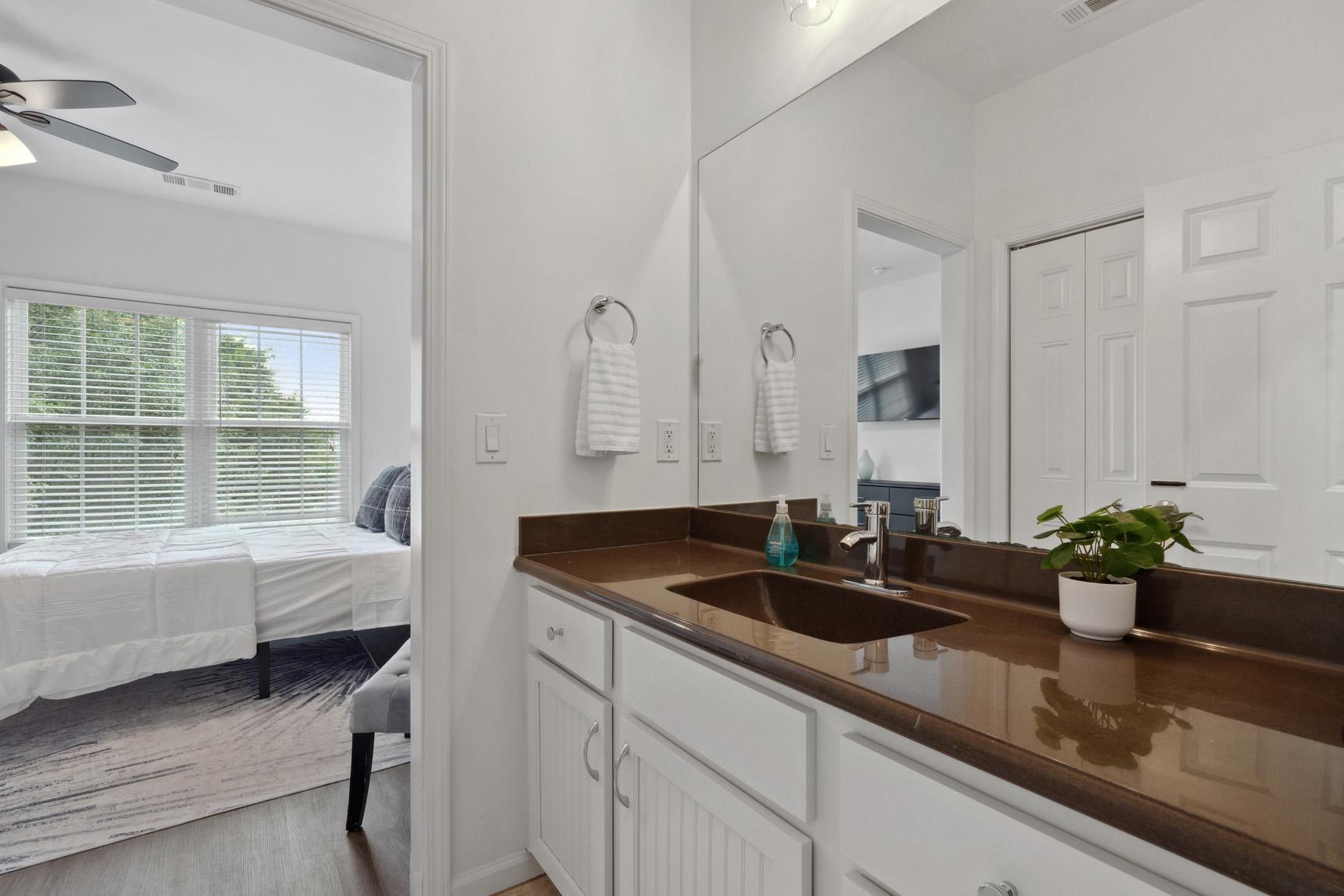 Private Vanity Looking into Bedroom