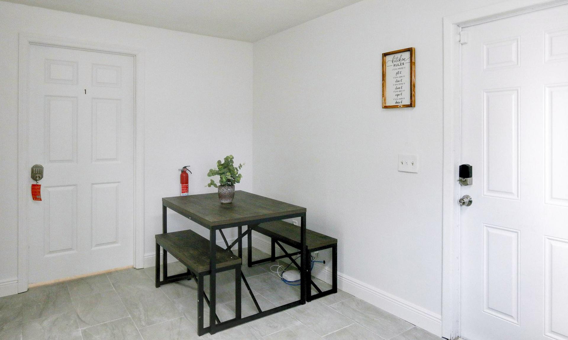 Common spaces including the kitchen