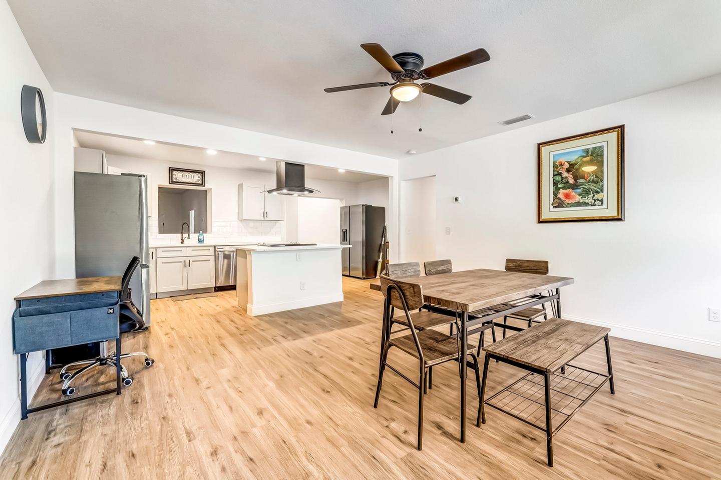 Common spaces including the kitchen