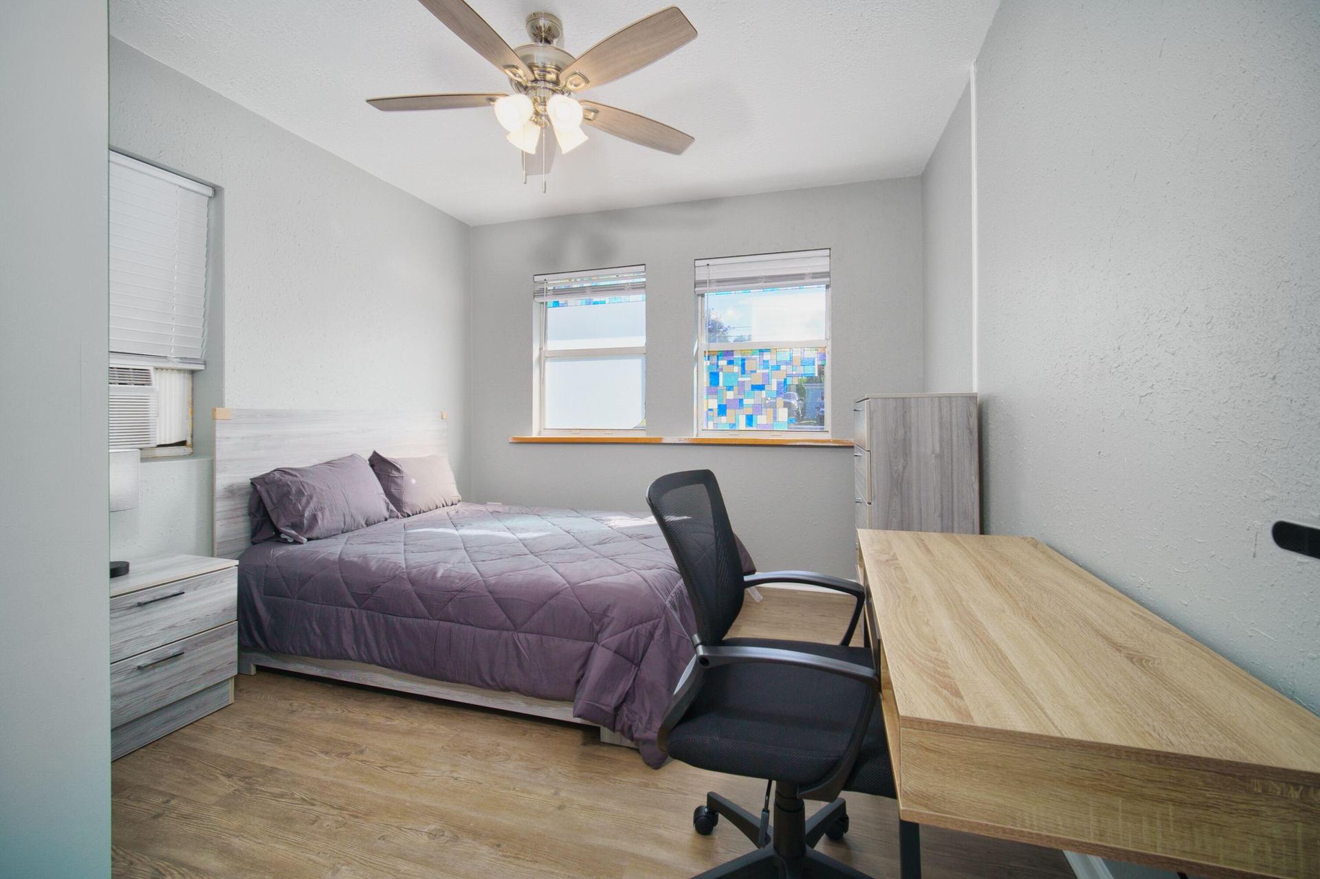 FREE comforter, FREE sheets and pillows to save you $$$.  Comfortable desk and chair included