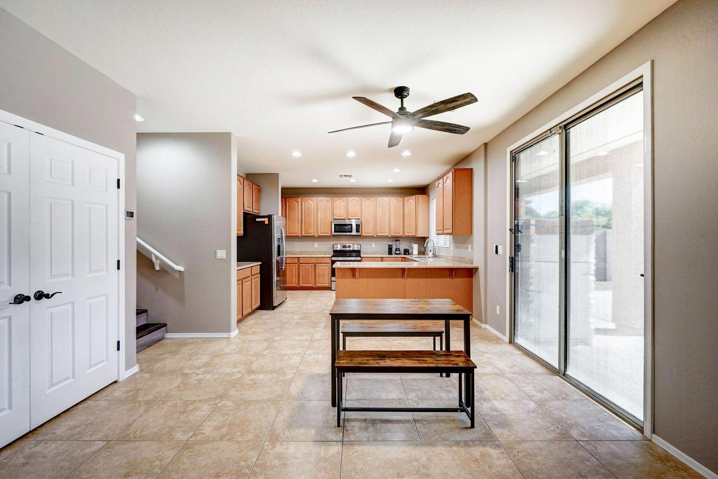 Common spaces including the kitchen