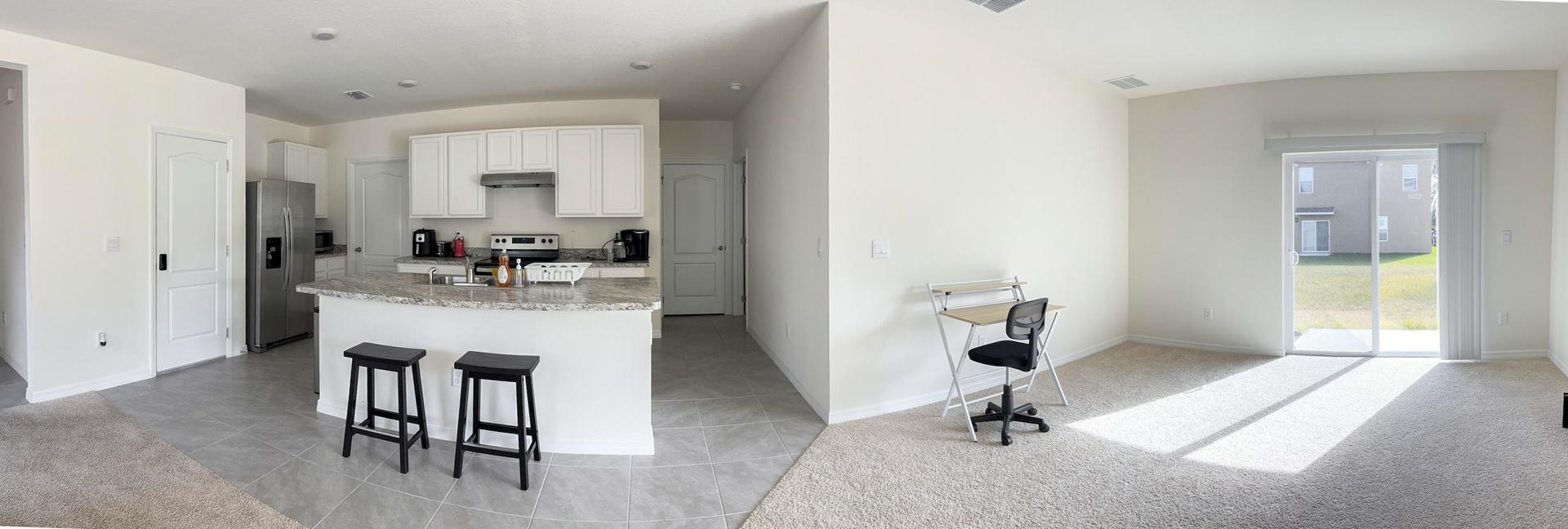 Common spaces including the kitchen