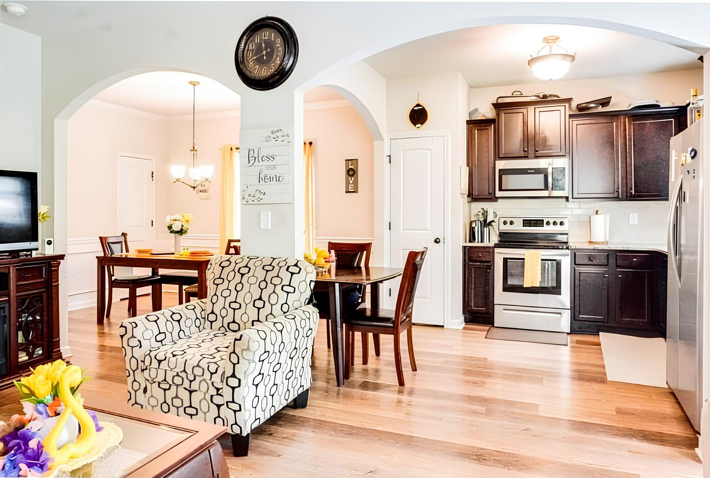 Common spaces including the kitchen