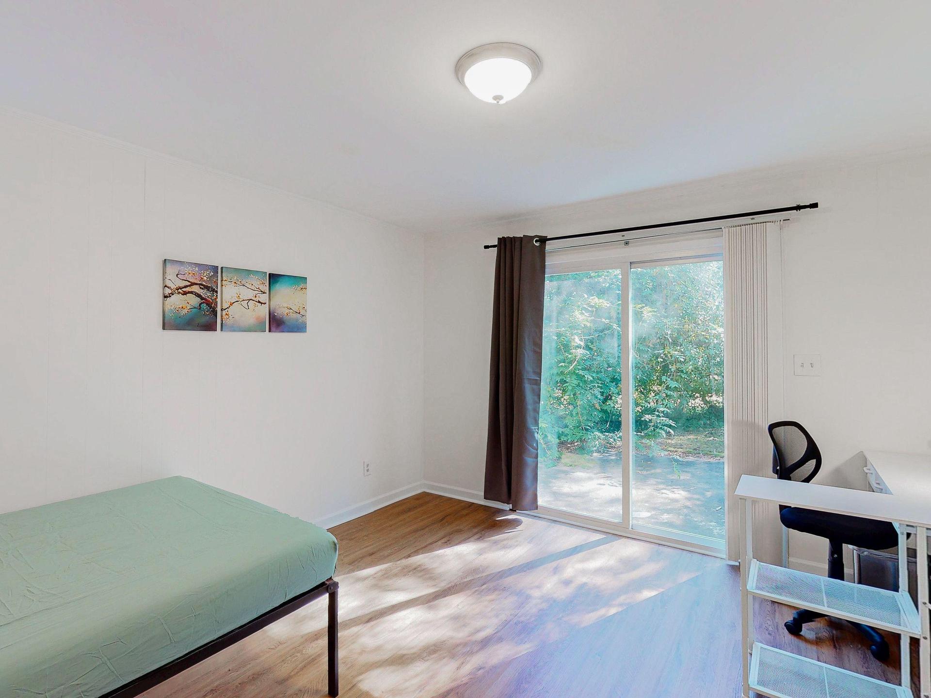 New Flooring, Computer Desk and Sliding Glass Door