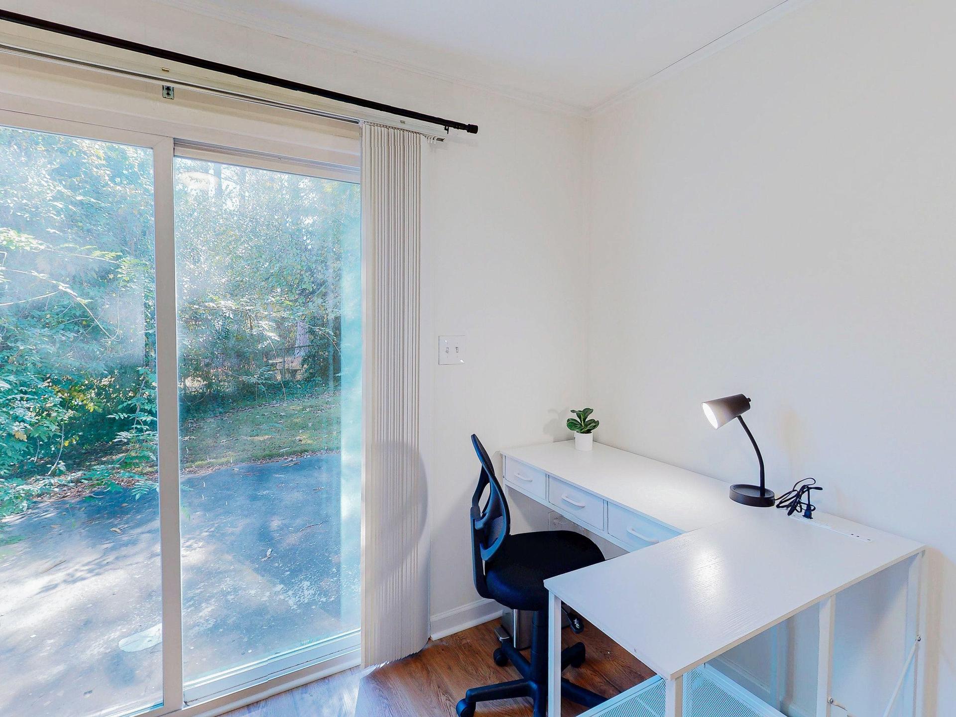 New Flooring, Computer Desk and Sliding Glass Door