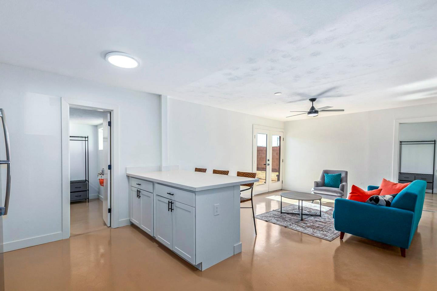 Common spaces including the kitchen