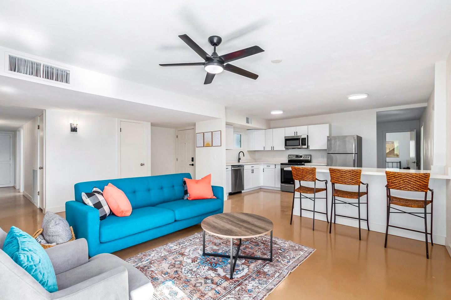 Common spaces including the kitchen