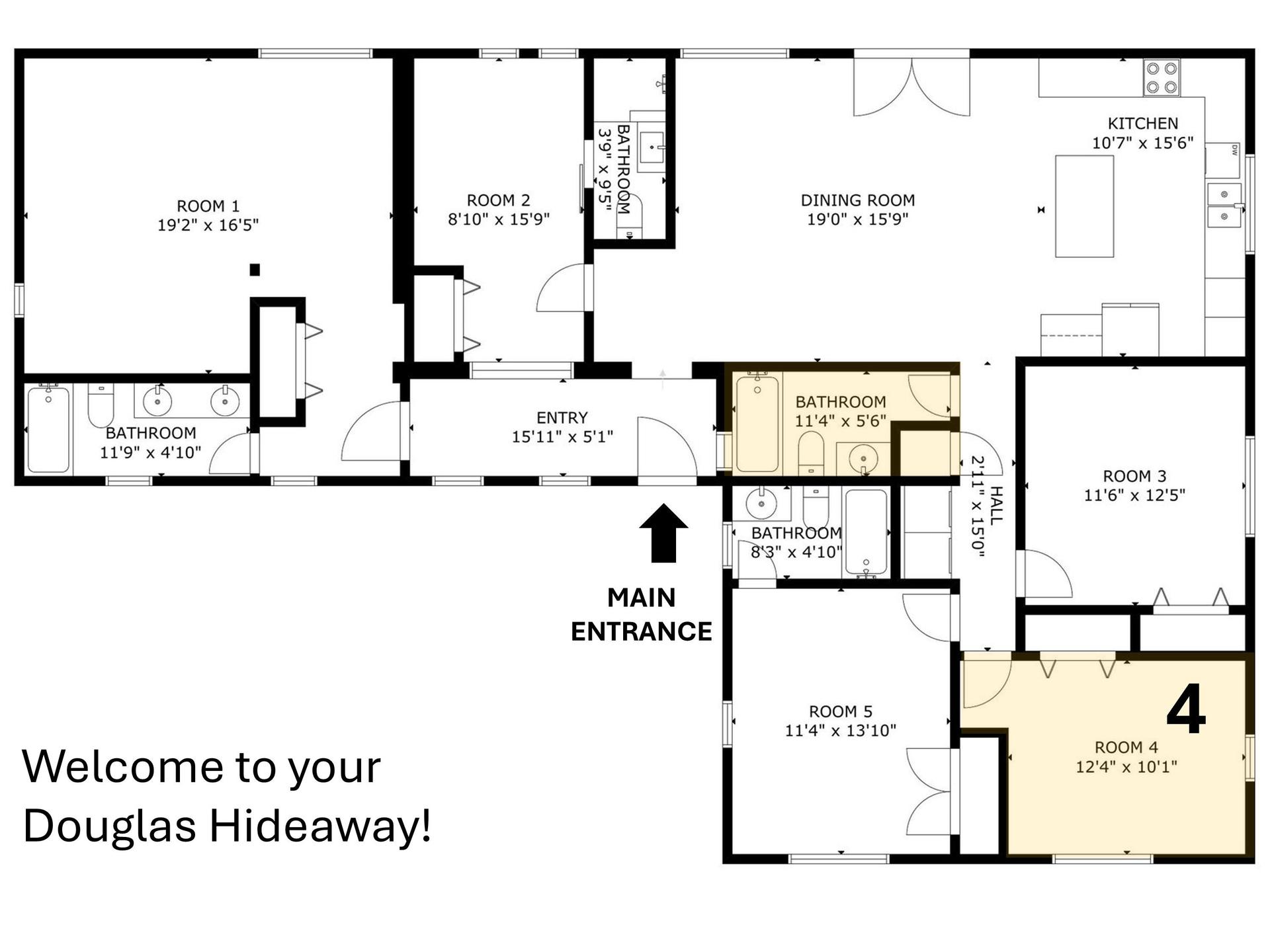 Bedroom #4 and shared bathroom