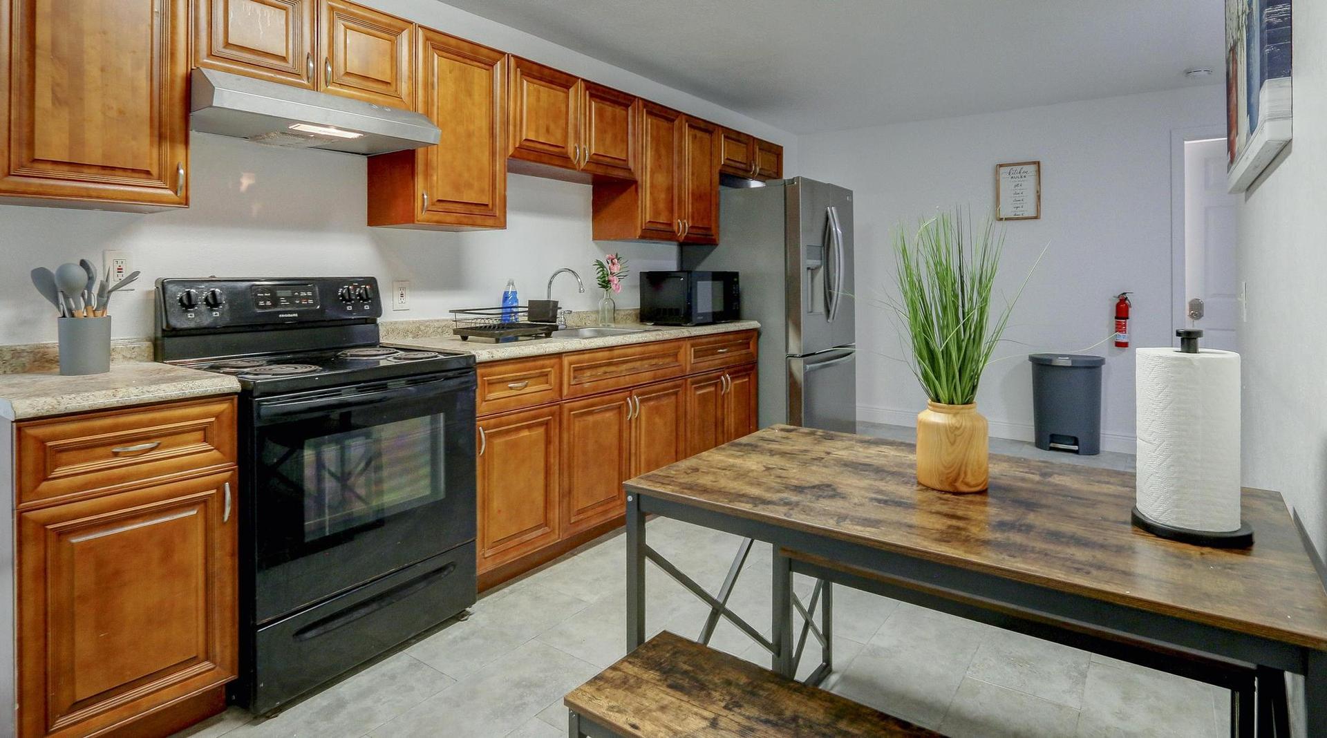 Common spaces including the kitchen