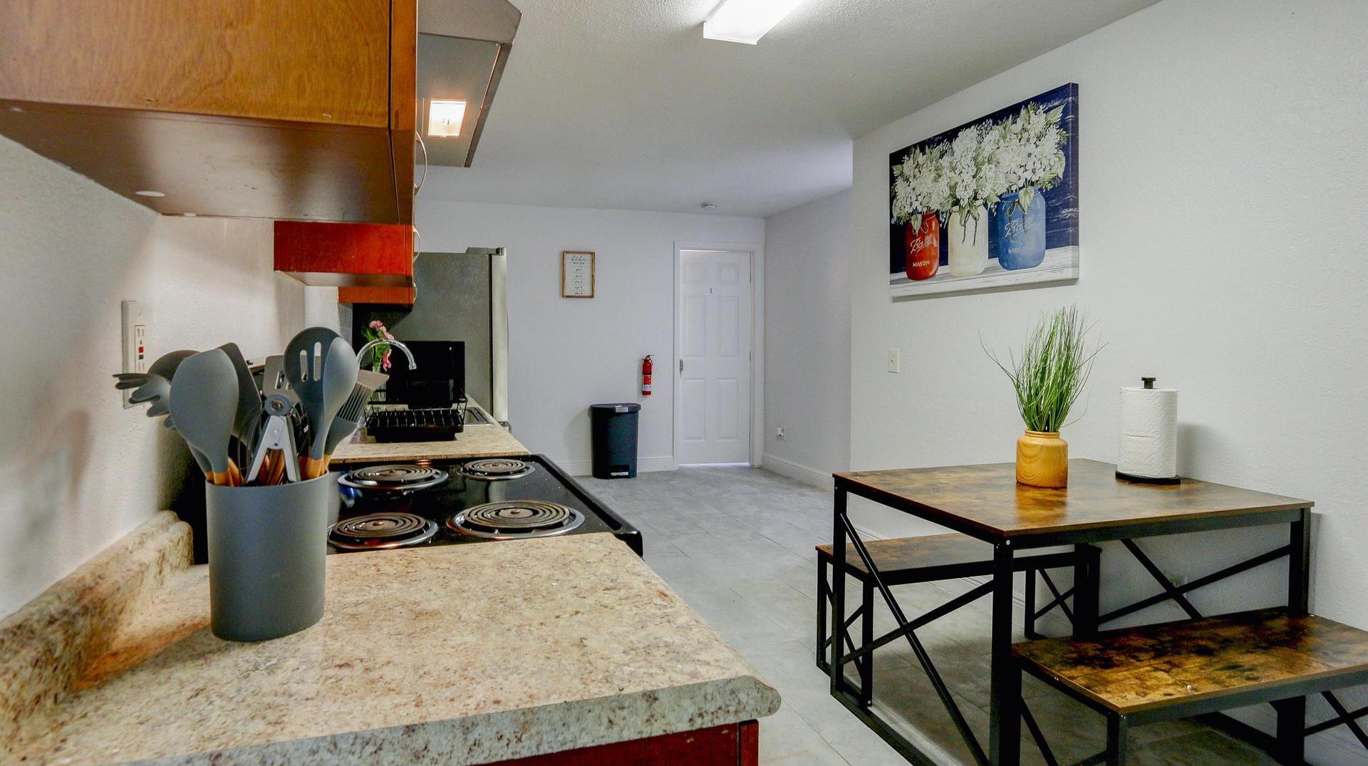 Common spaces including the kitchen