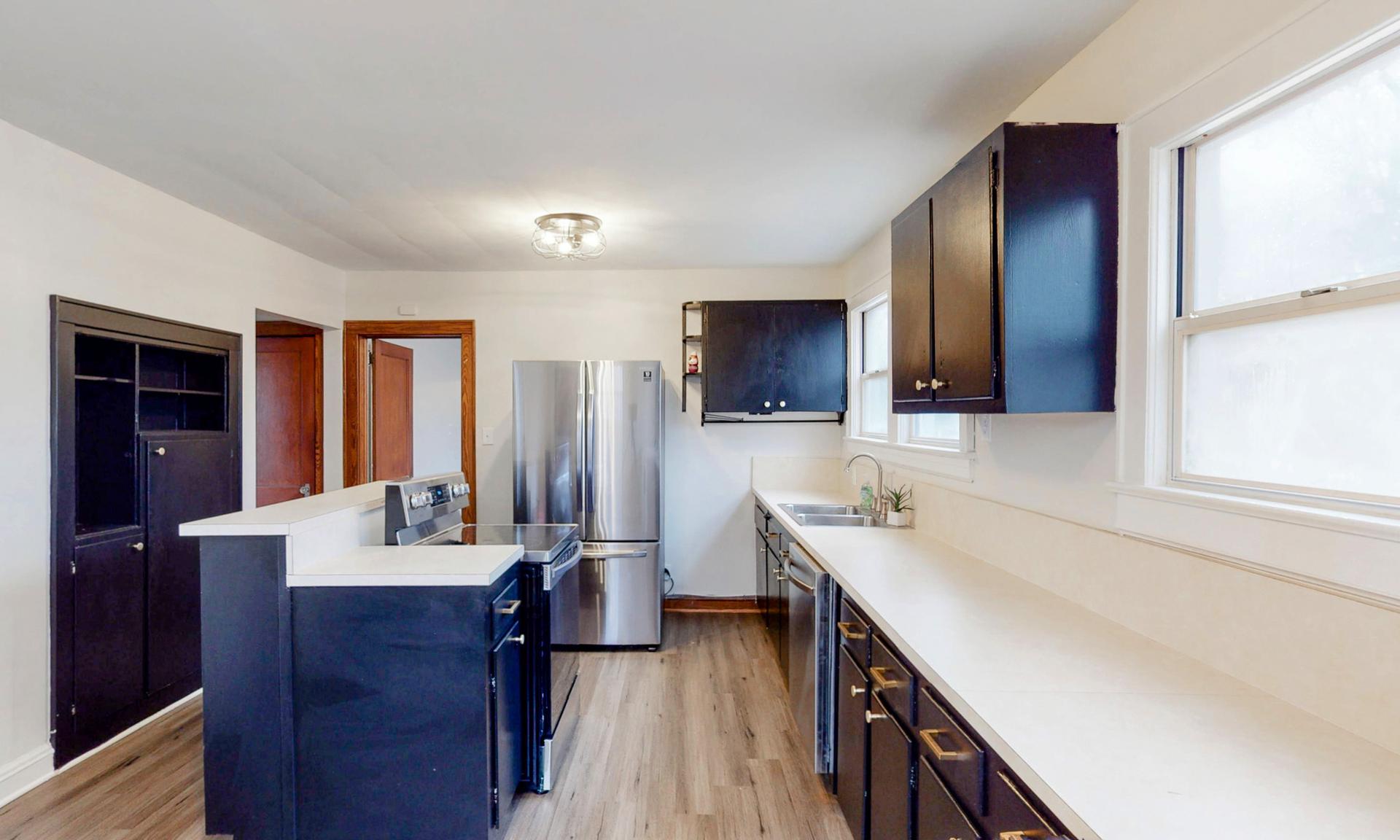 Common spaces including the kitchen