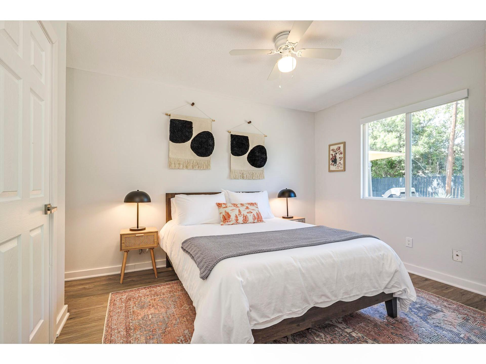 bedroom, detected:bed, ceiling fan