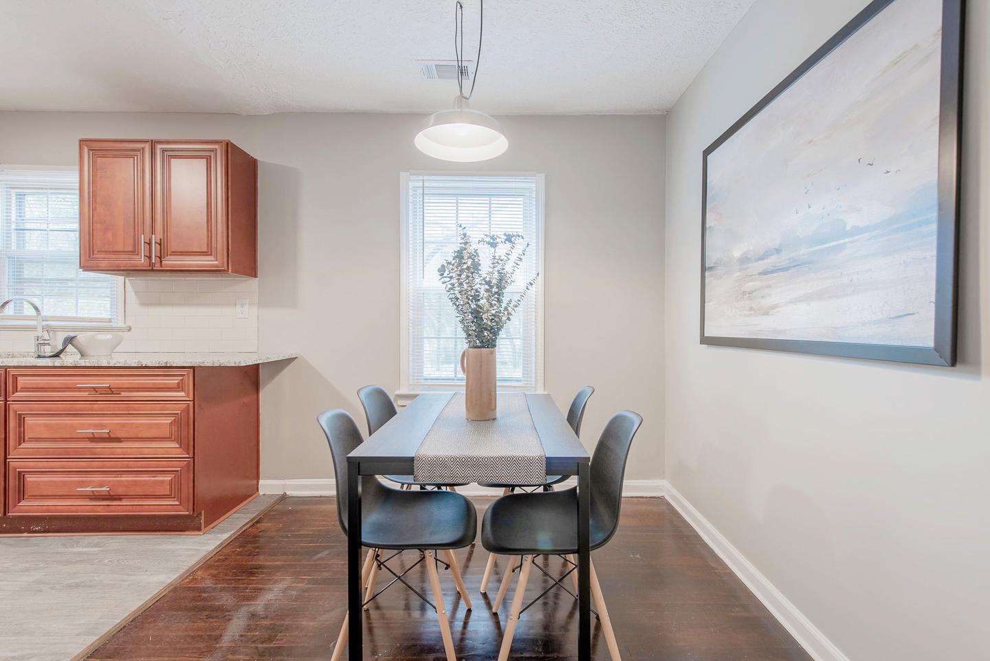 Common spaces including the kitchen