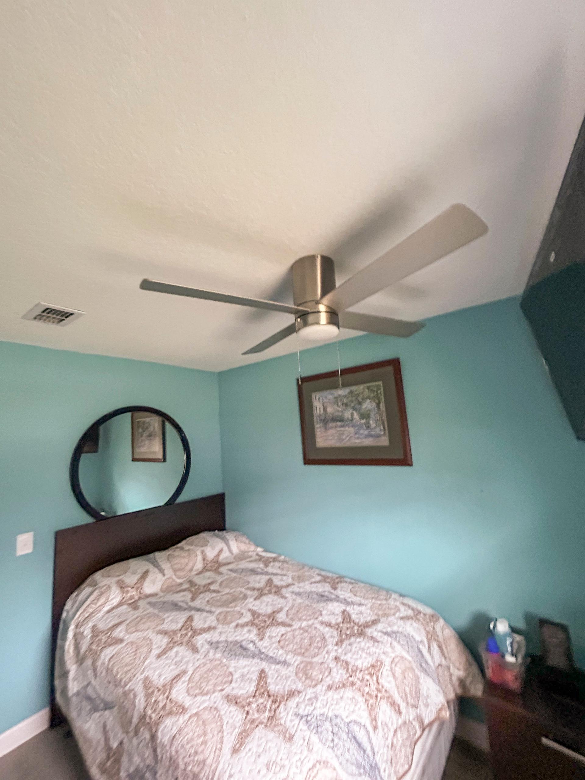 bedroom, detected:bed, ceiling fan
