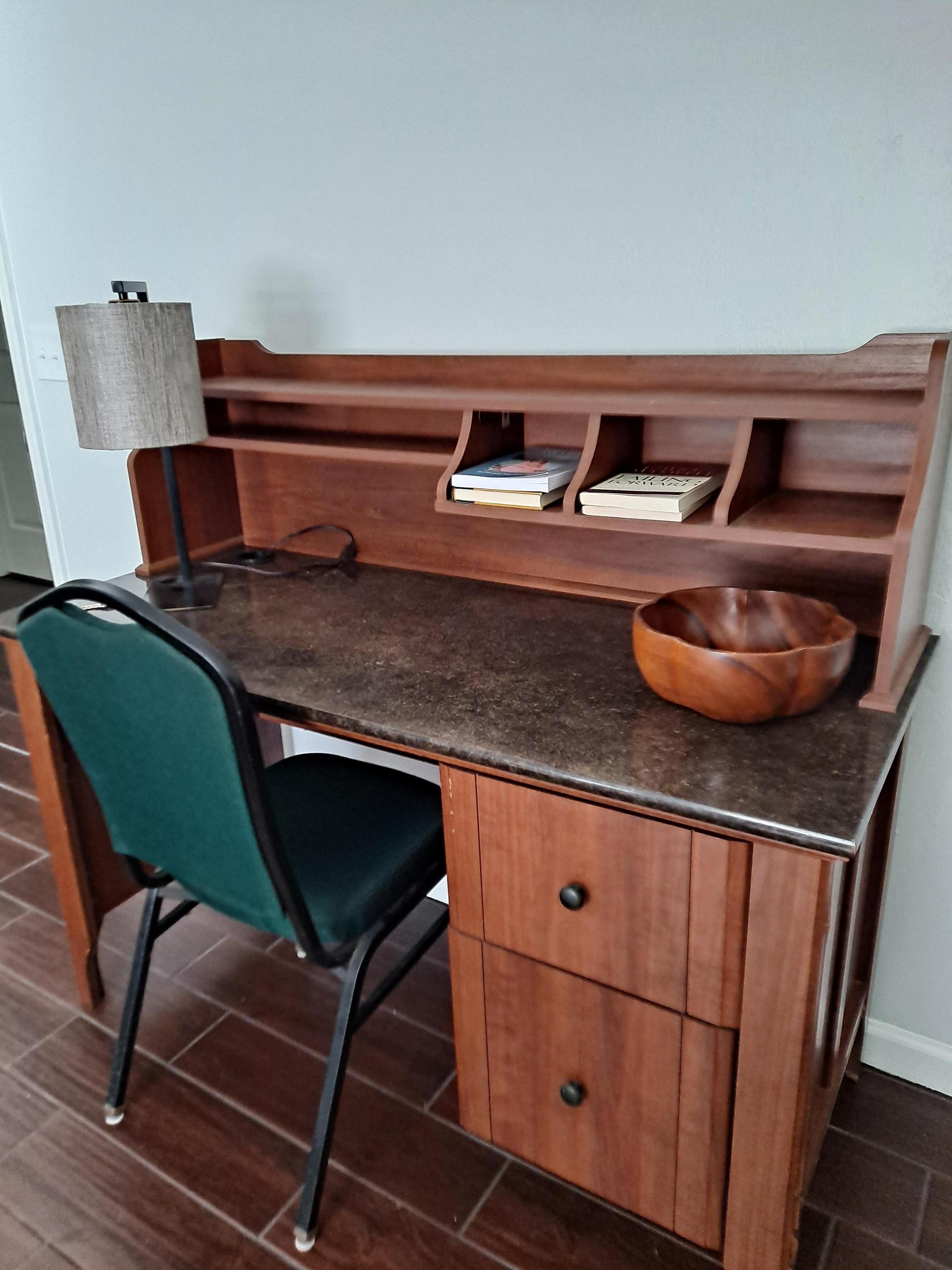 Work Desk with Chair and Desk Lamp