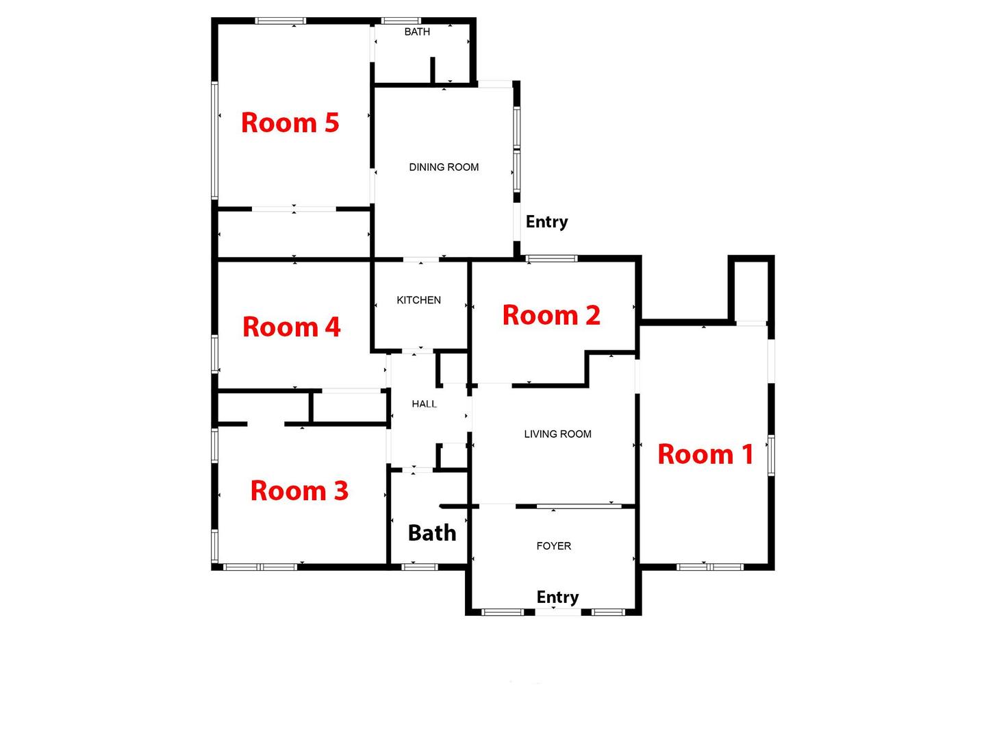 Common spaces including the kitchen