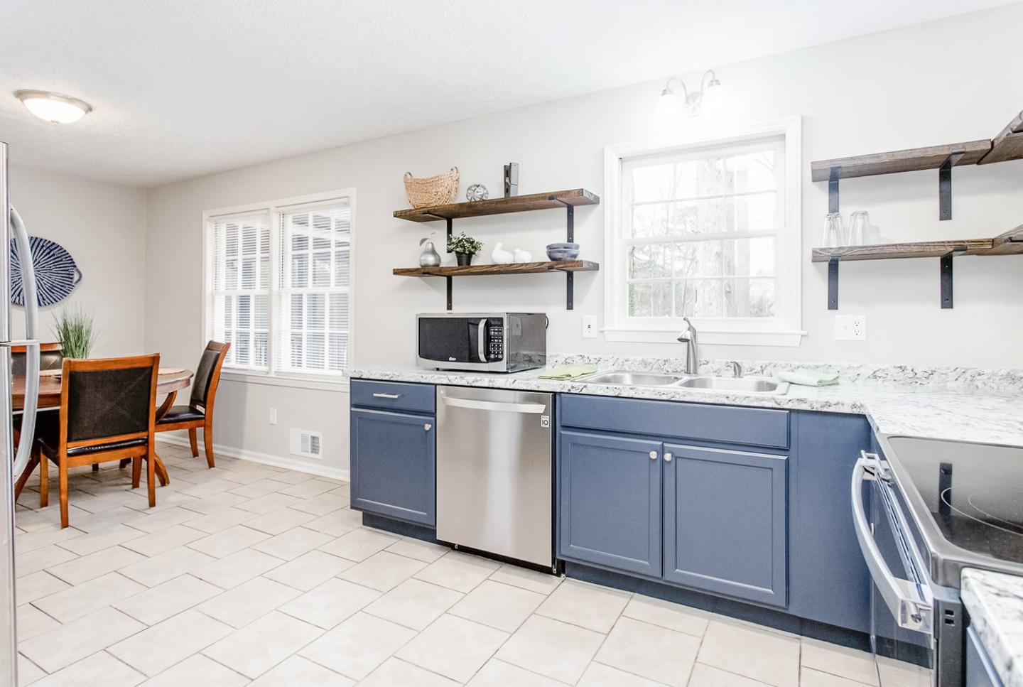 Common spaces including the kitchen