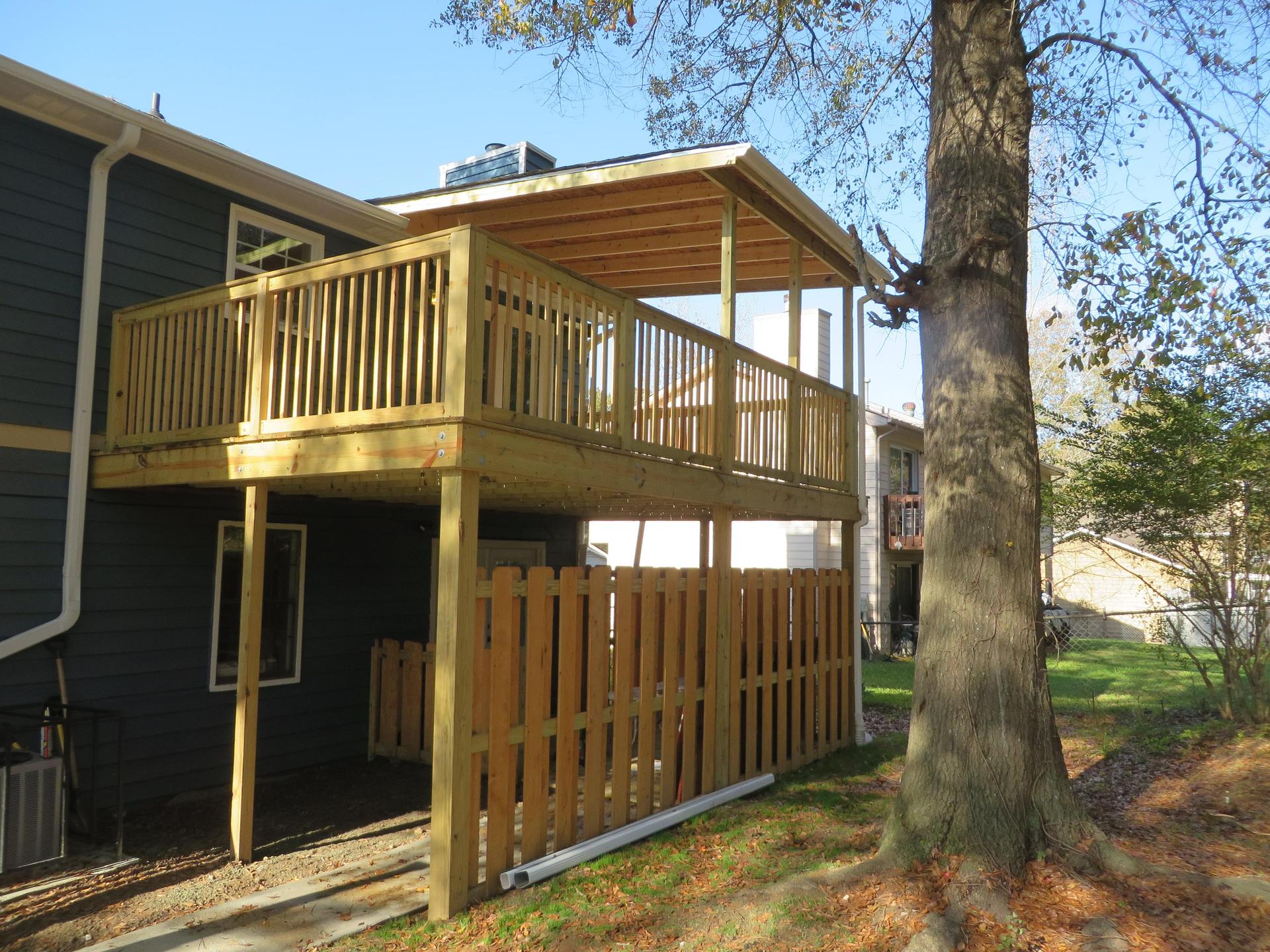 Upstairs shared patio,  downstairs private patio for Room #5