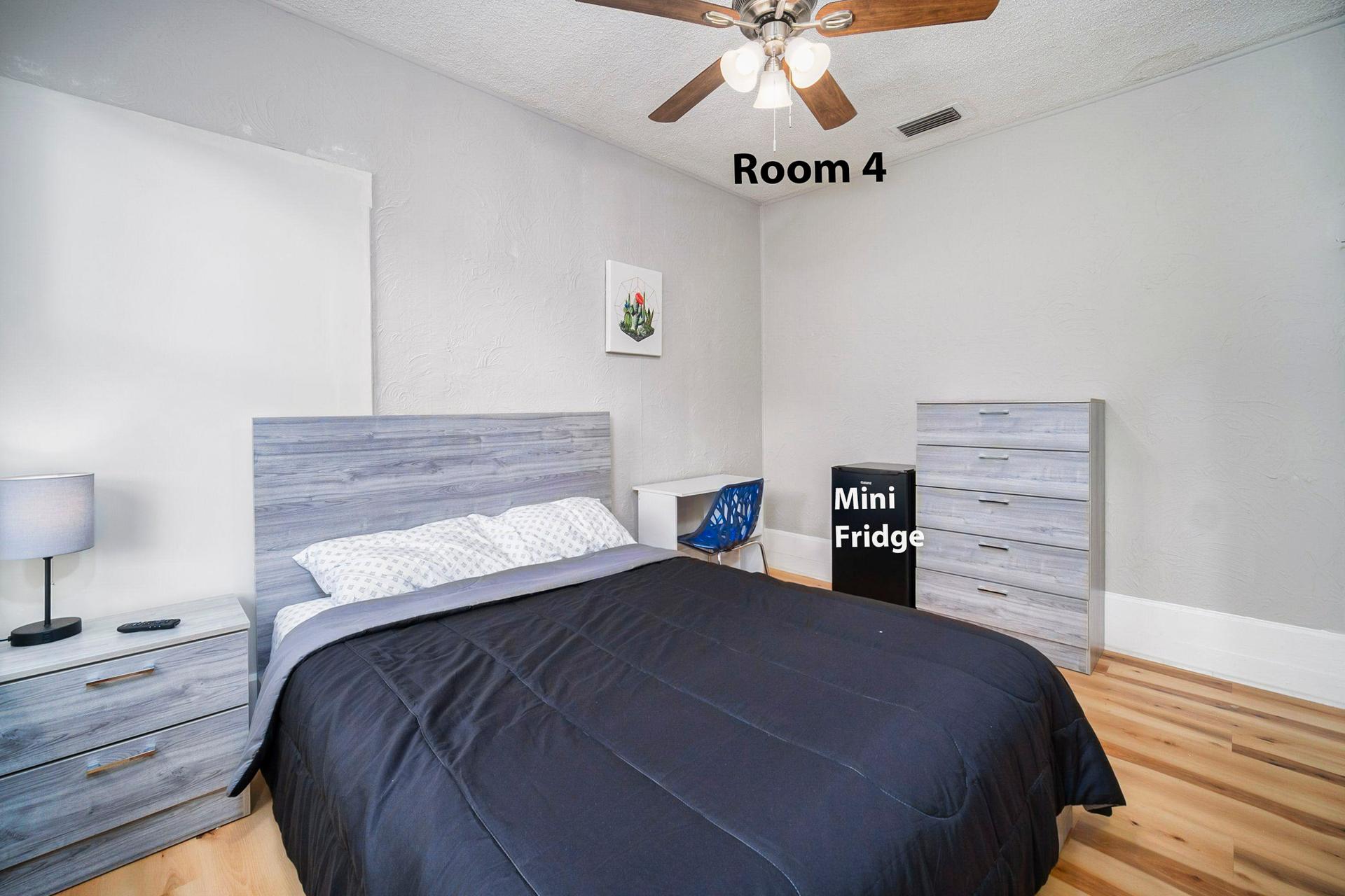 bedroom, detected:ceiling fan, bed