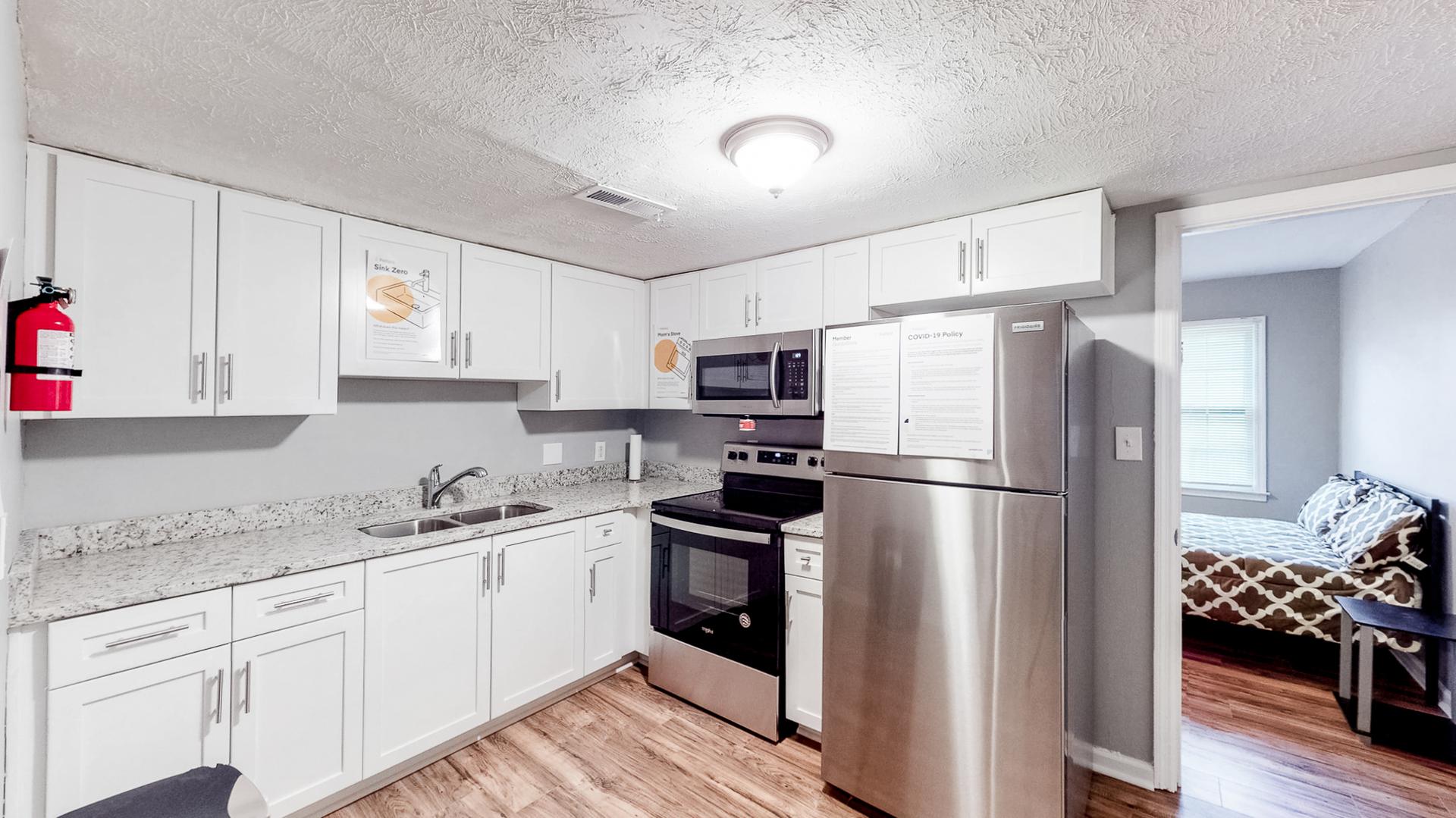 Common spaces including the kitchen