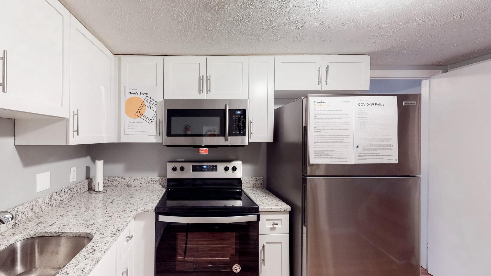 Common spaces including the kitchen