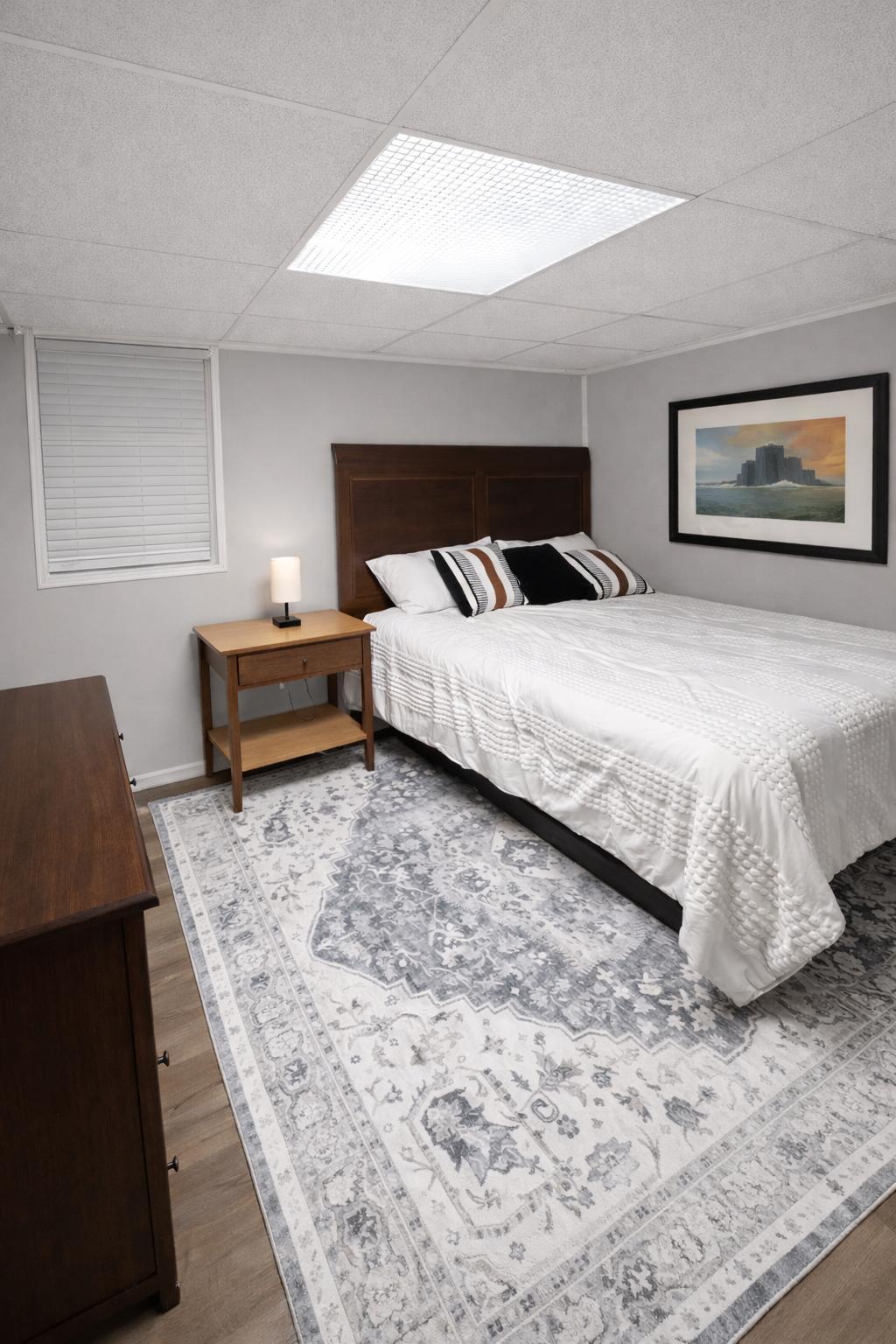 Dresser and nightstand with charging lamp