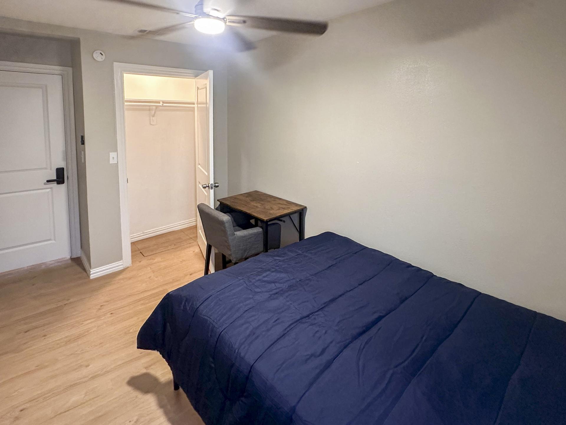 bedroom, detected:bed, ceiling fan