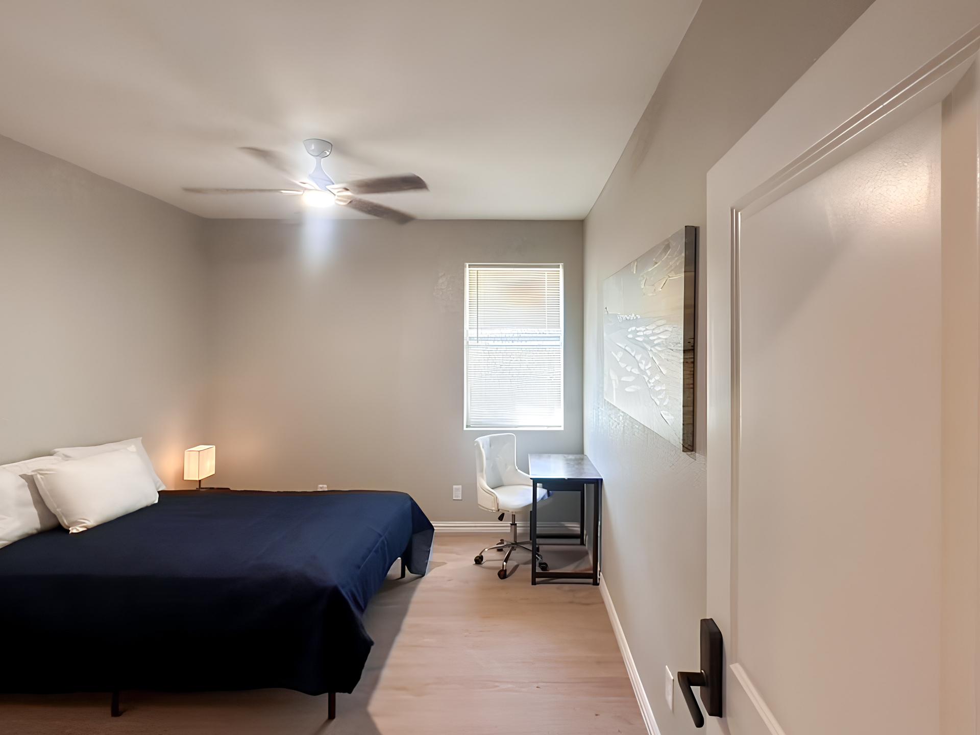 bedroom, detected:bed, ceiling fan