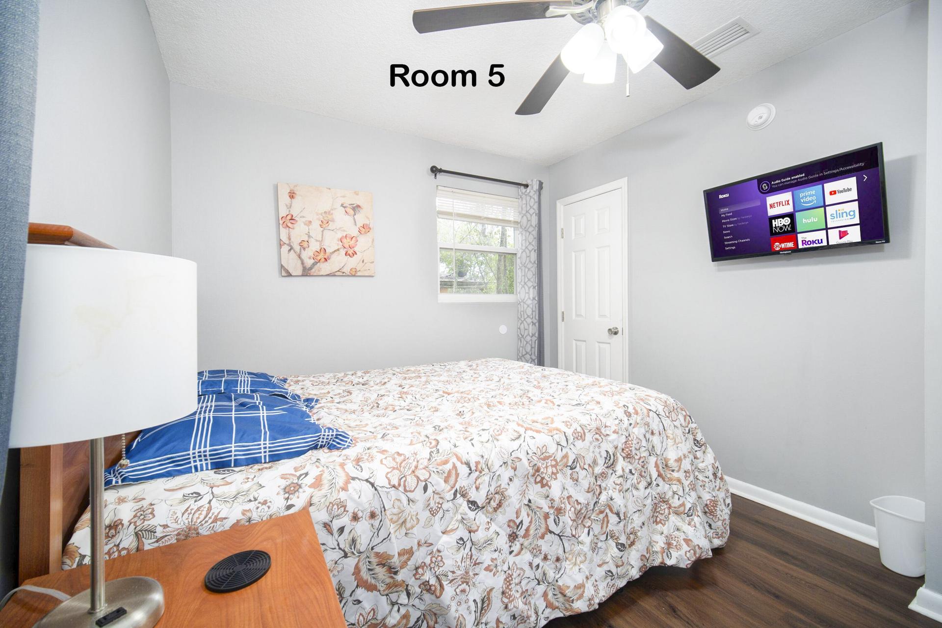 bedroom, detected:ceiling fan, bed