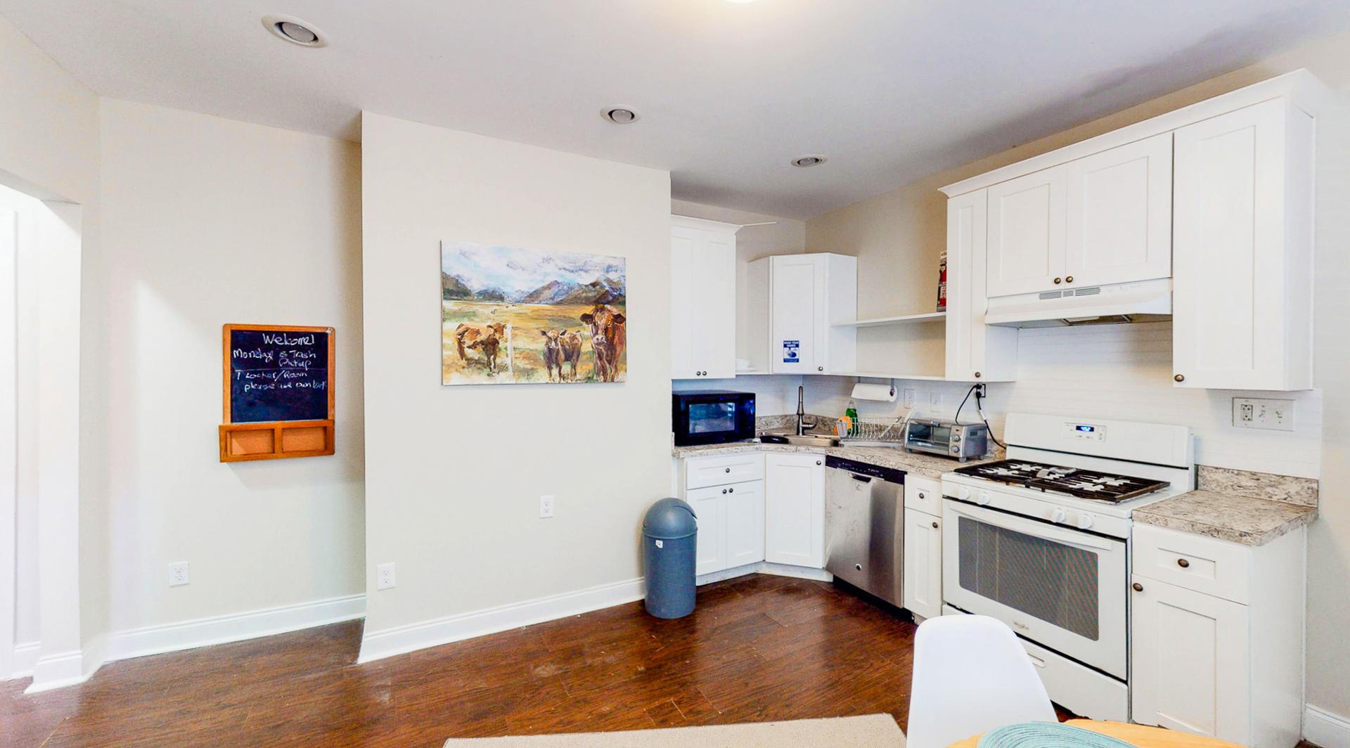 Common spaces including the kitchen