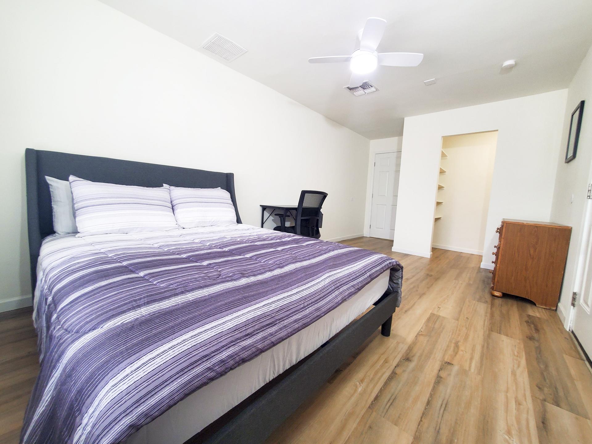 bedroom, detected:bed, ceiling fan