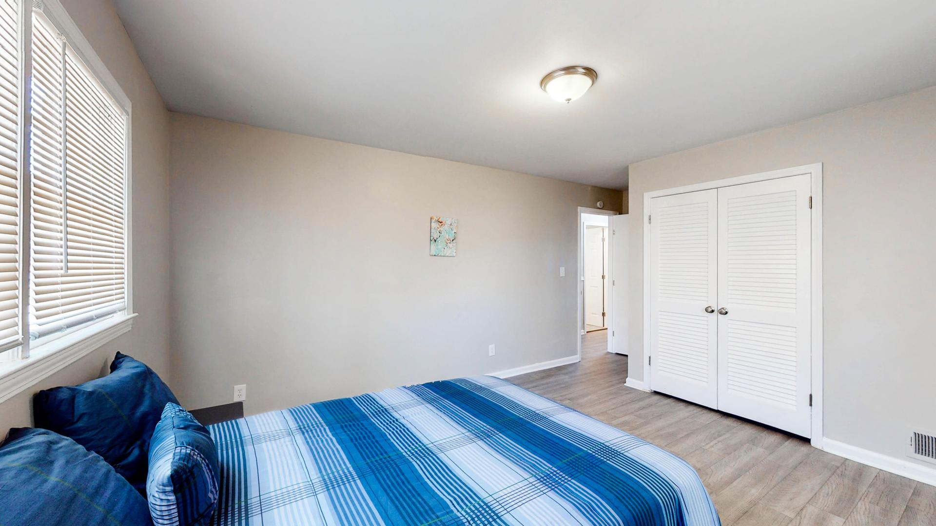 Good size built-in closet. Next to bathroom.
