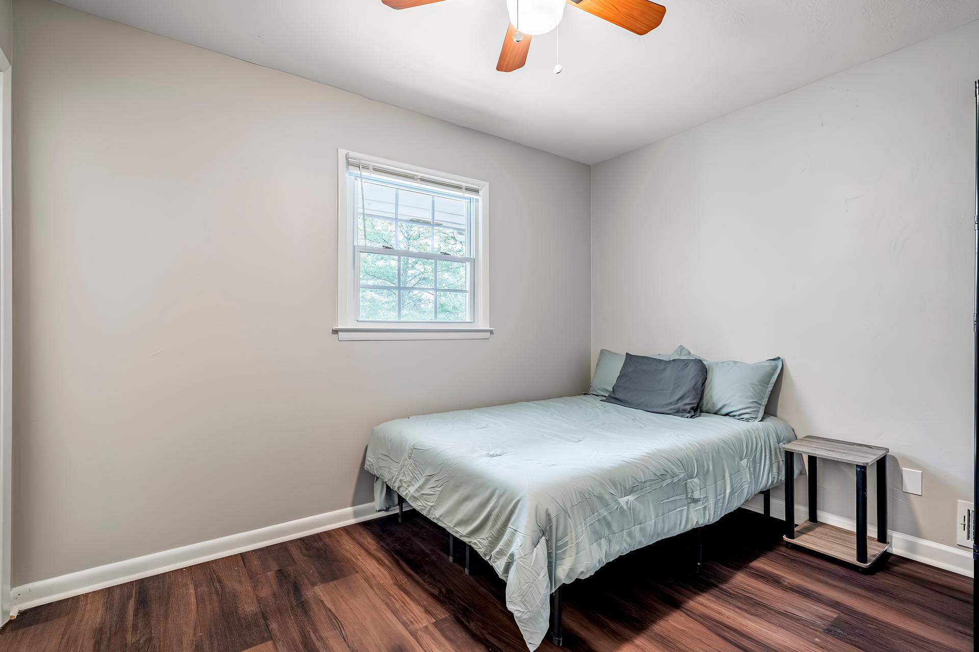 bedroom, detected:ceiling fan, bed