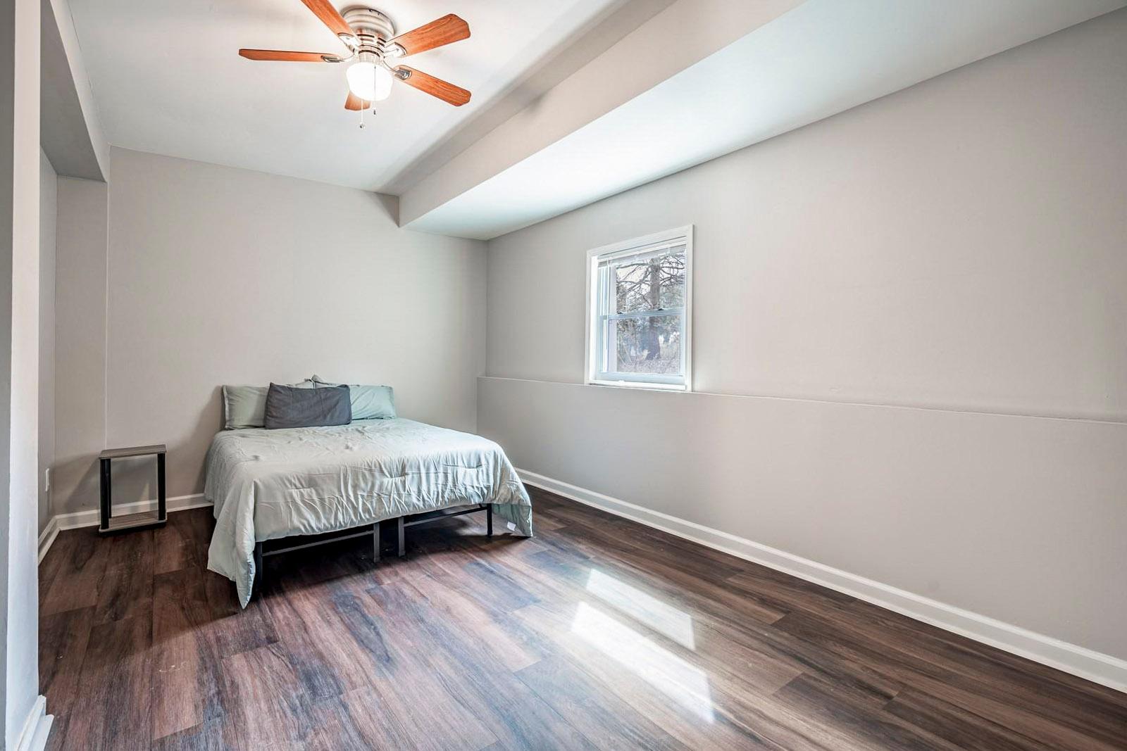 bedroom, detected:ceiling fan, window blind, bed