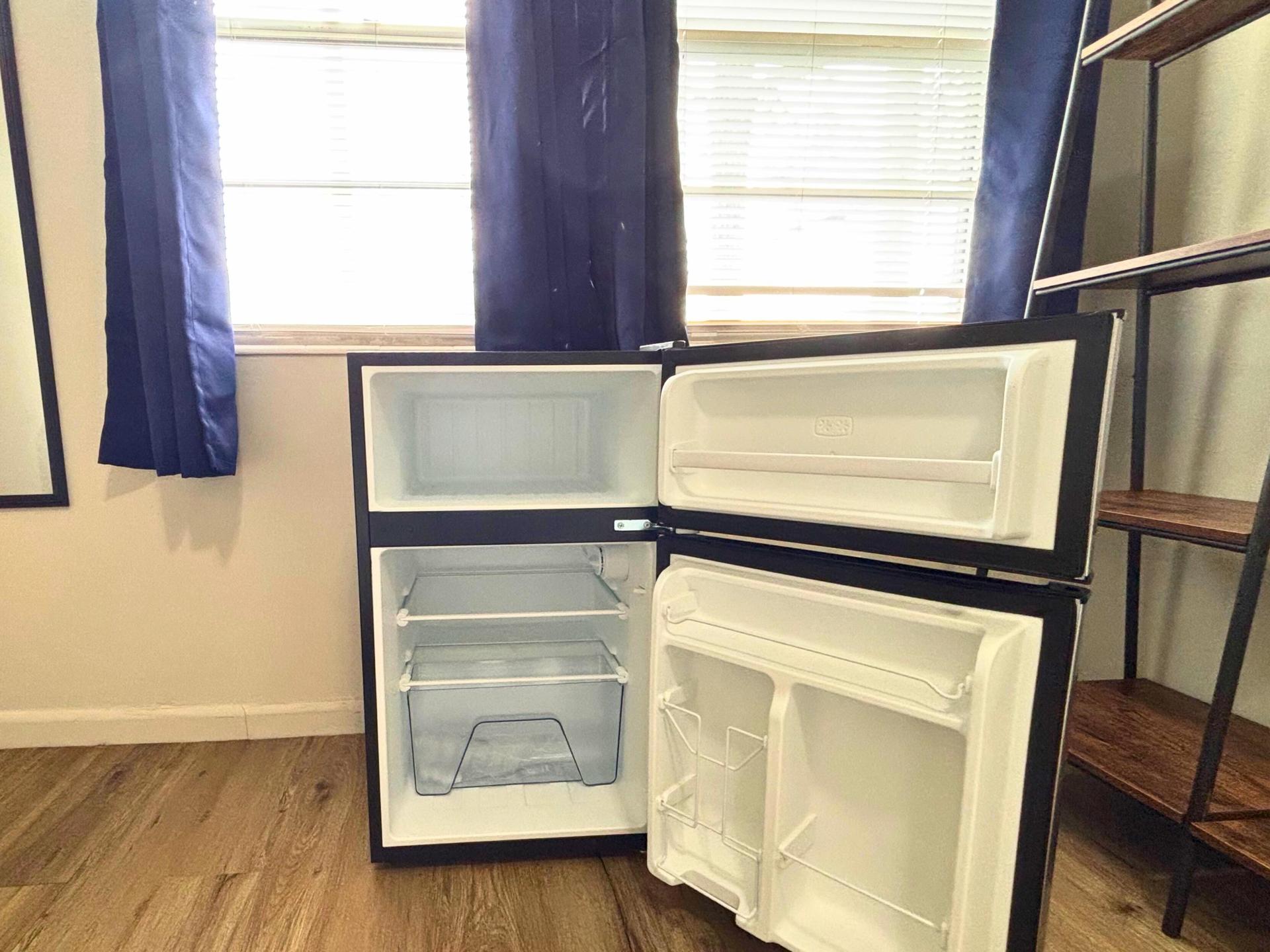 Large mini fridge with freezer for TV dinners