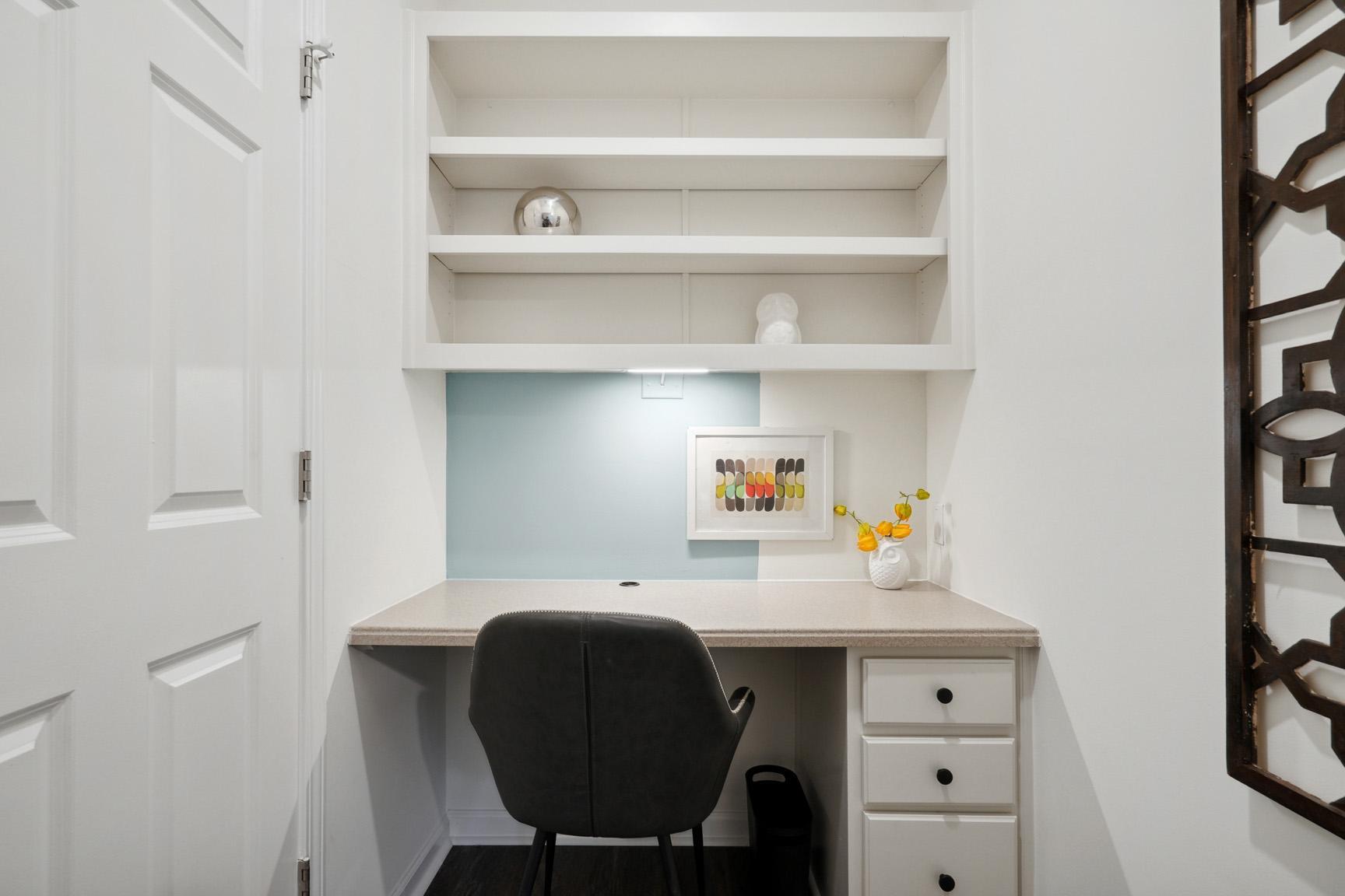 Up Close View of the Work Area with Ample Storage Space