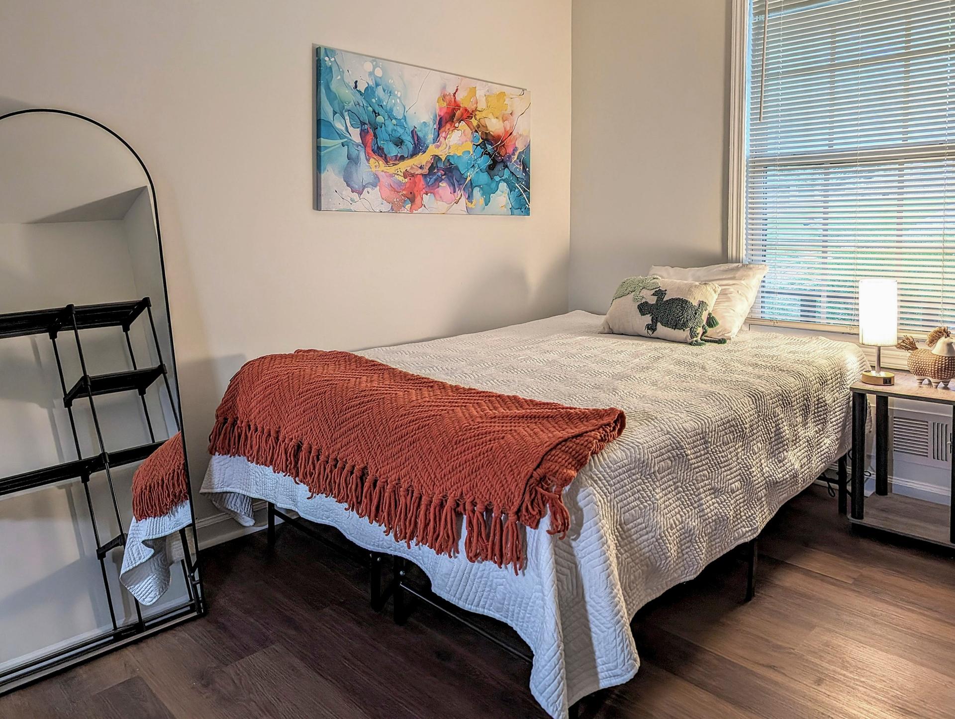 bedroom, detected:window blind, bed