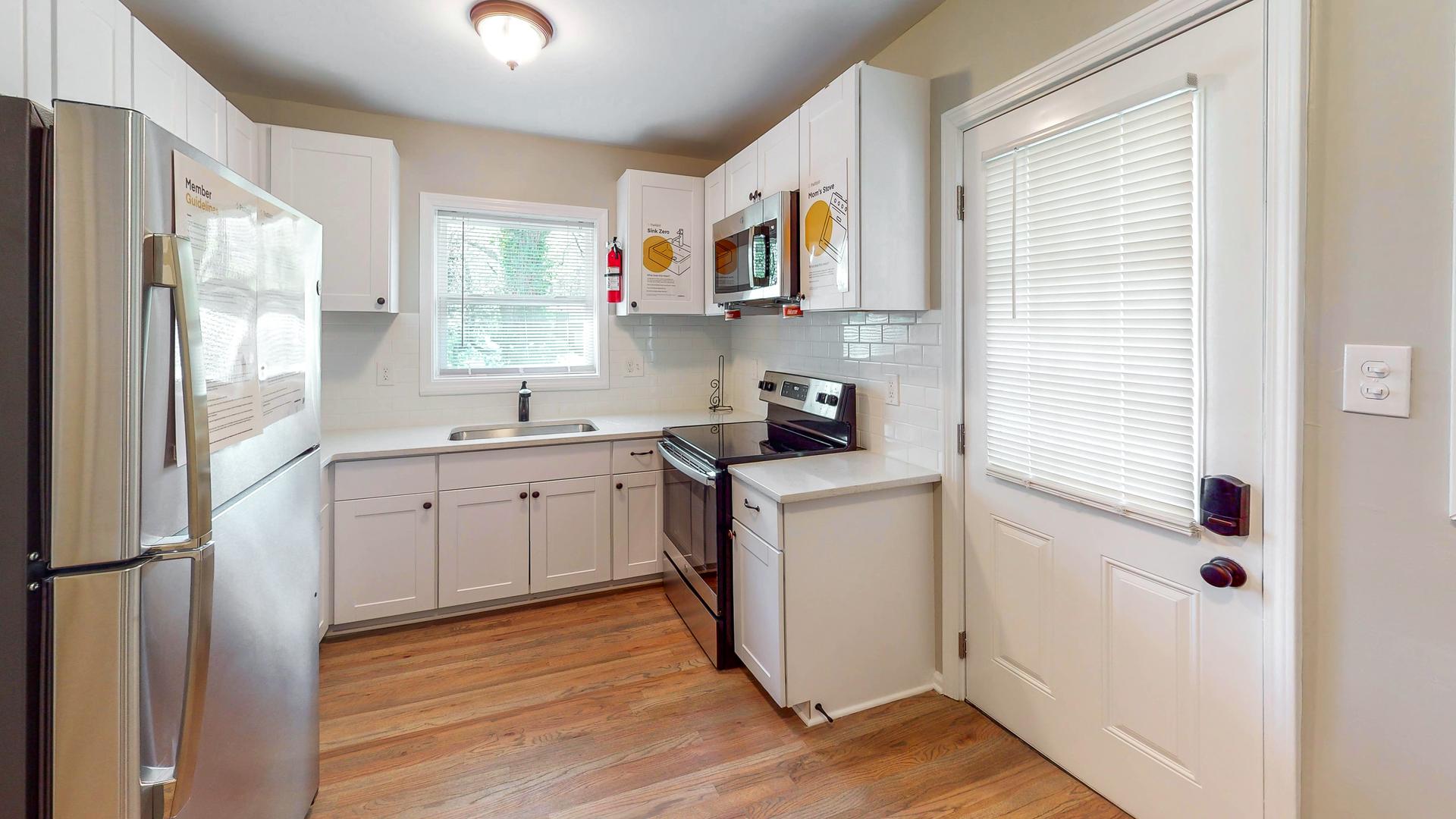 Common spaces including the kitchen