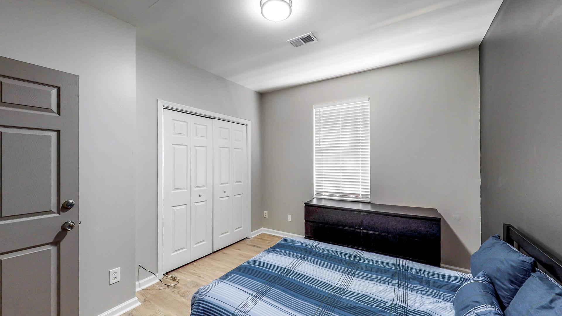 bedroom, detected: window blind, bed