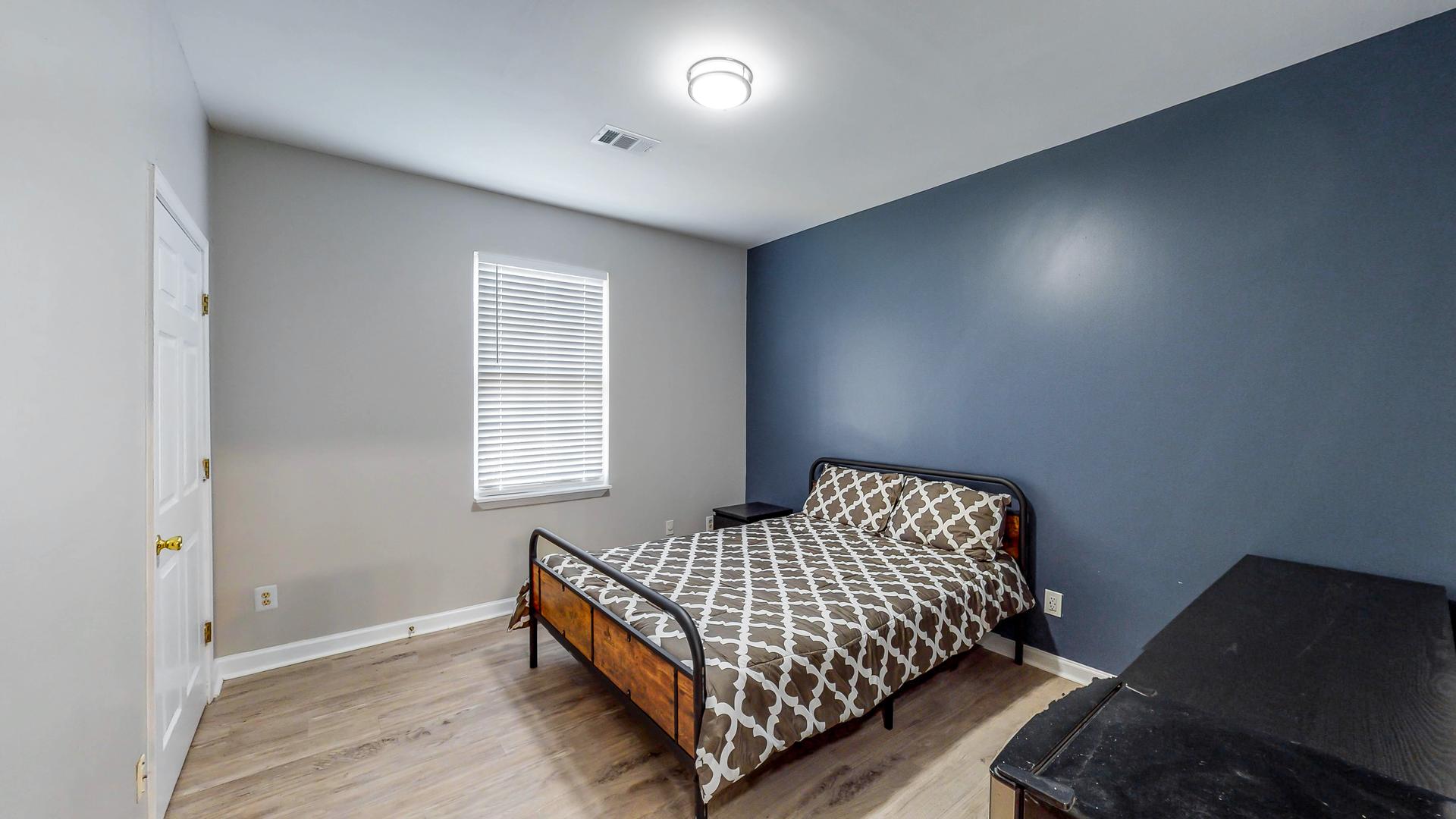 bedroom, detected: bed, window blind