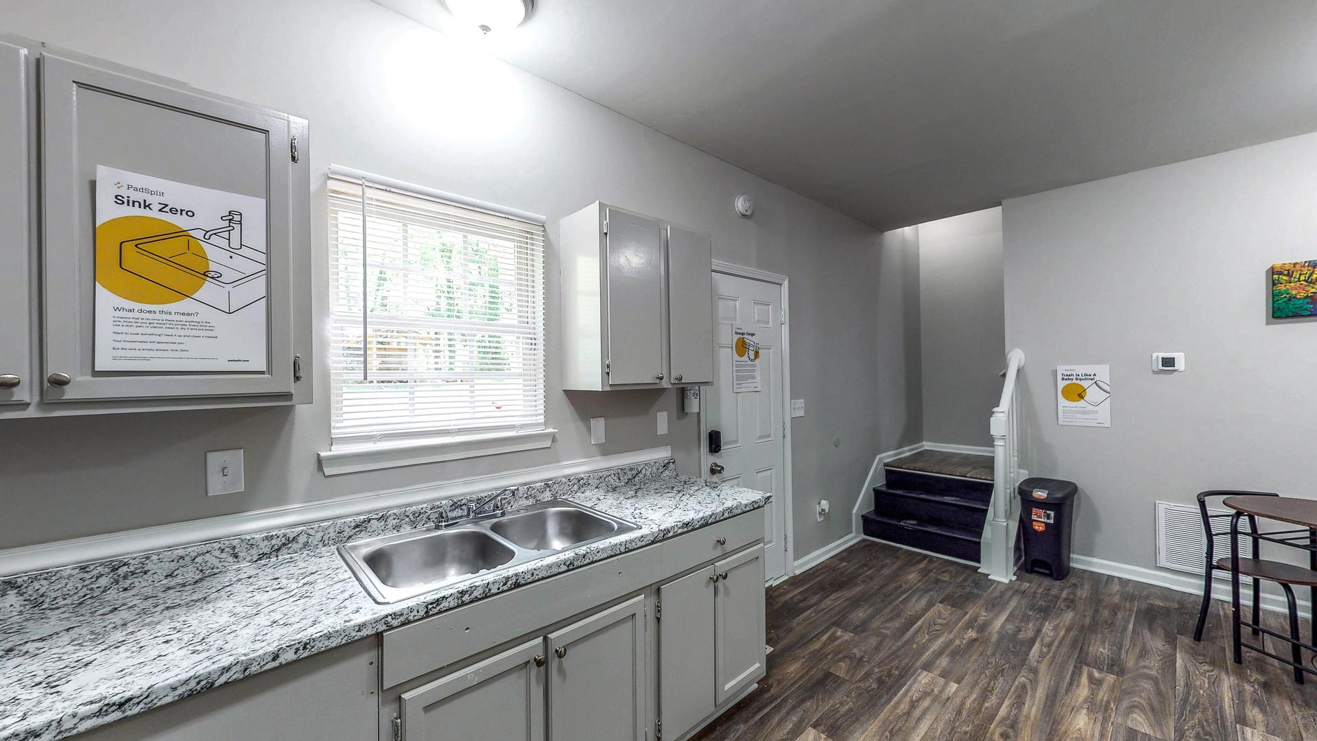 Common spaces including the kitchen