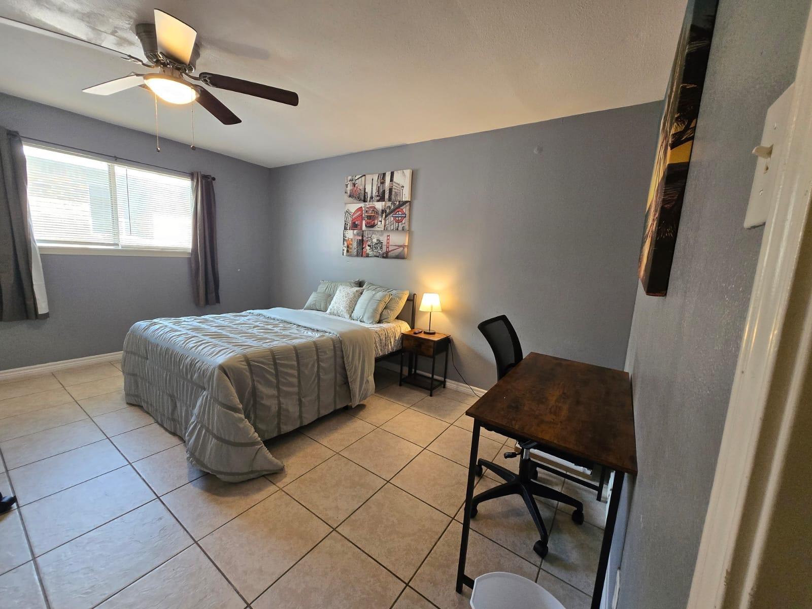 Welcome to your private retreat! This room features a TV, mini fridge, large walk-in closet and lovely full private bathroom