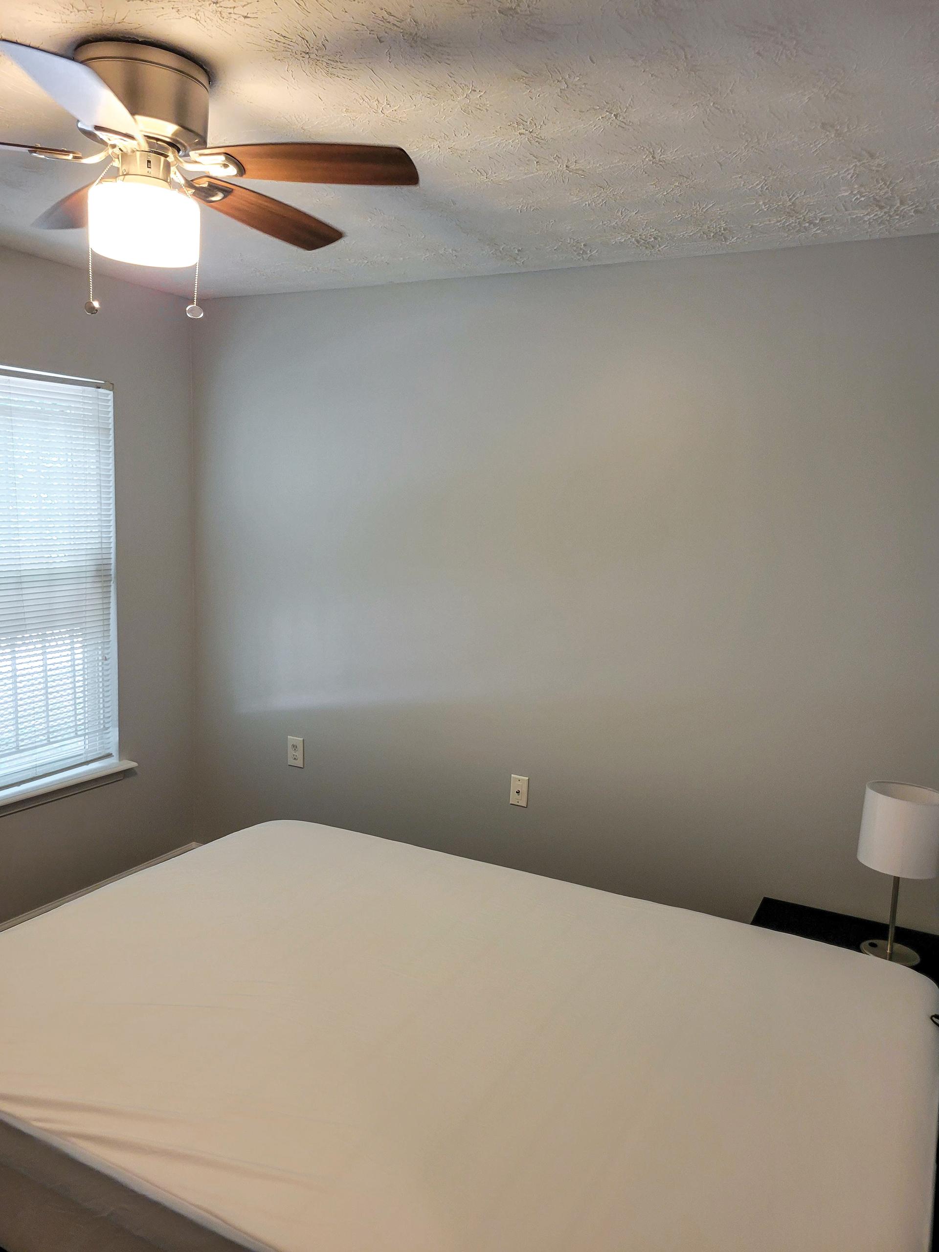 bedroom, detected: ceiling fan, window blind, bed