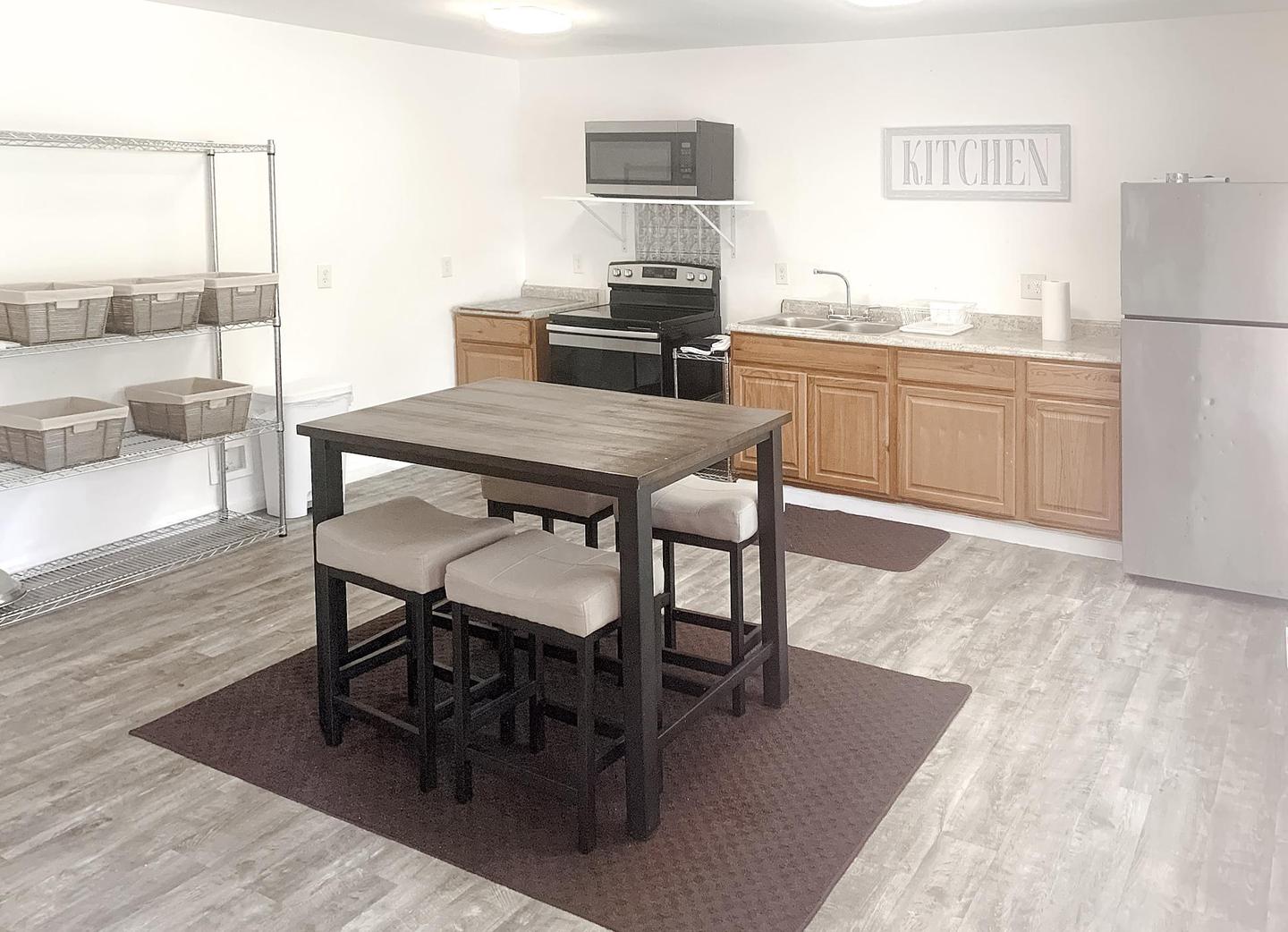 Common spaces including the kitchen