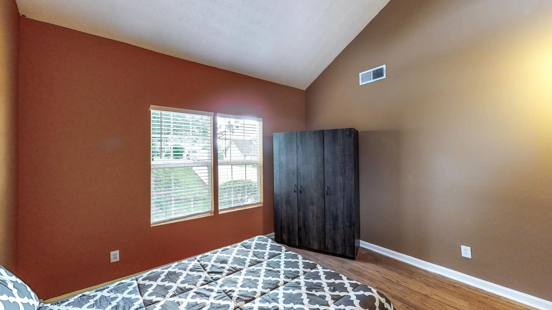 bedroom, detected: window blind, bed