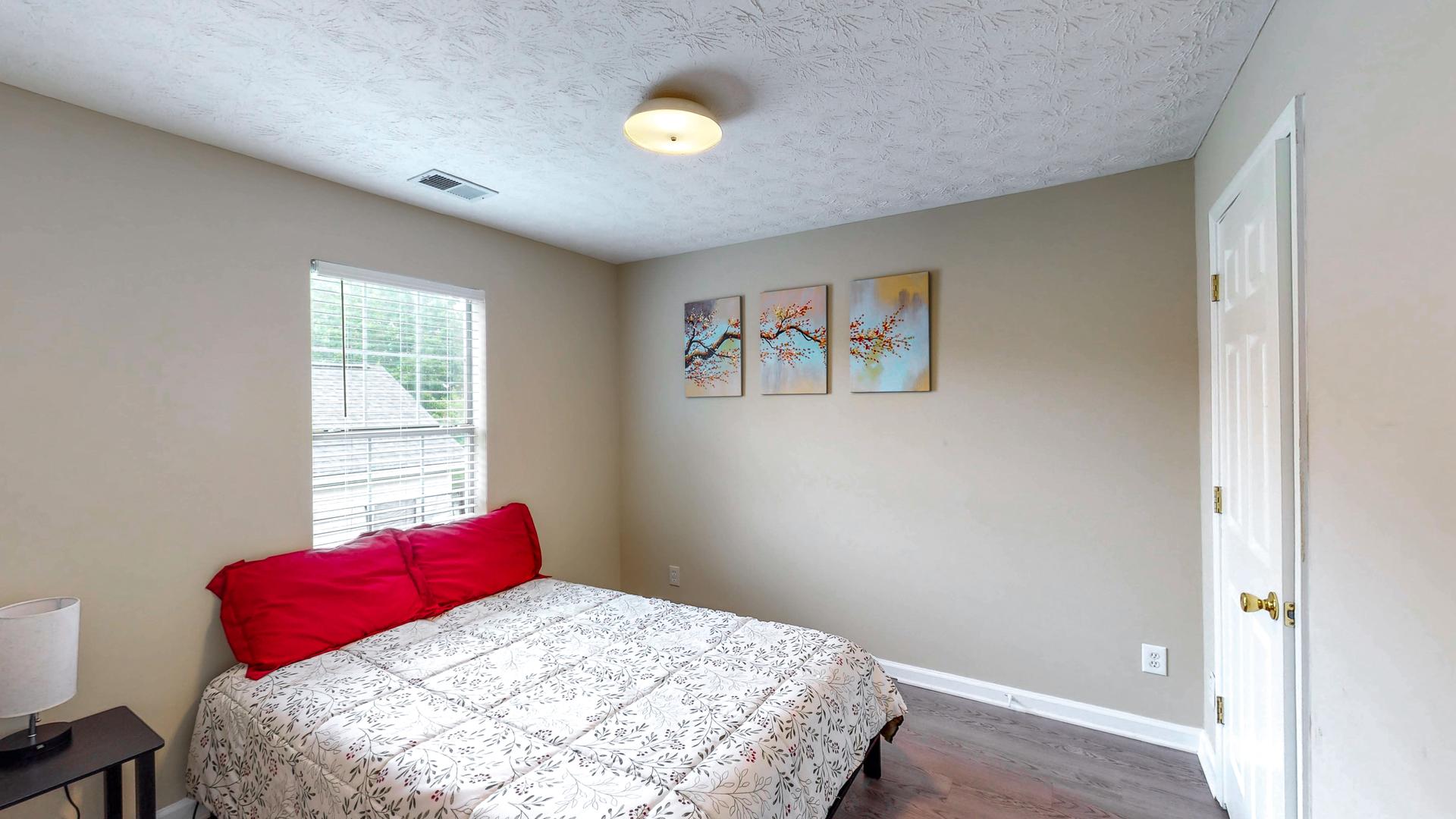bedroom, detected: window blind, bed