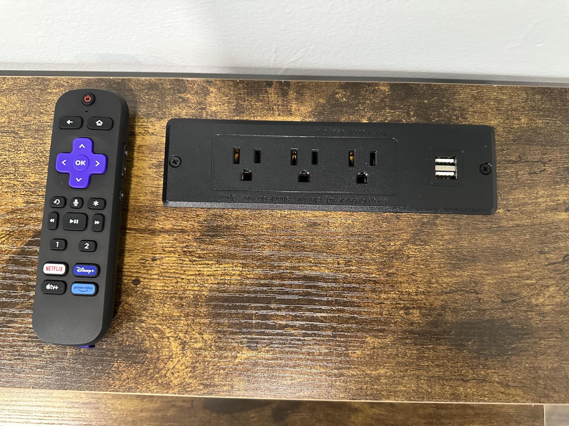 Desk outlet and USB along with ROKU Remote