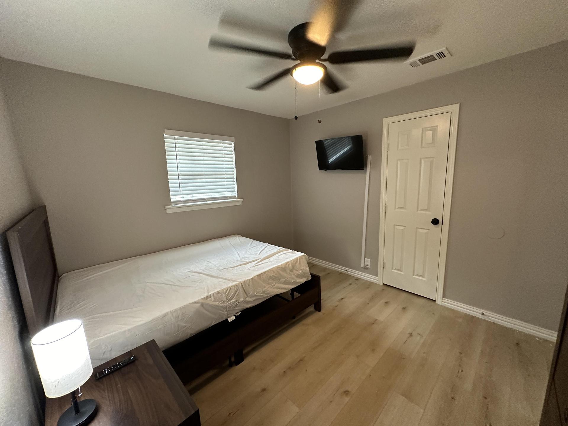 Closet, mini fridge, TV