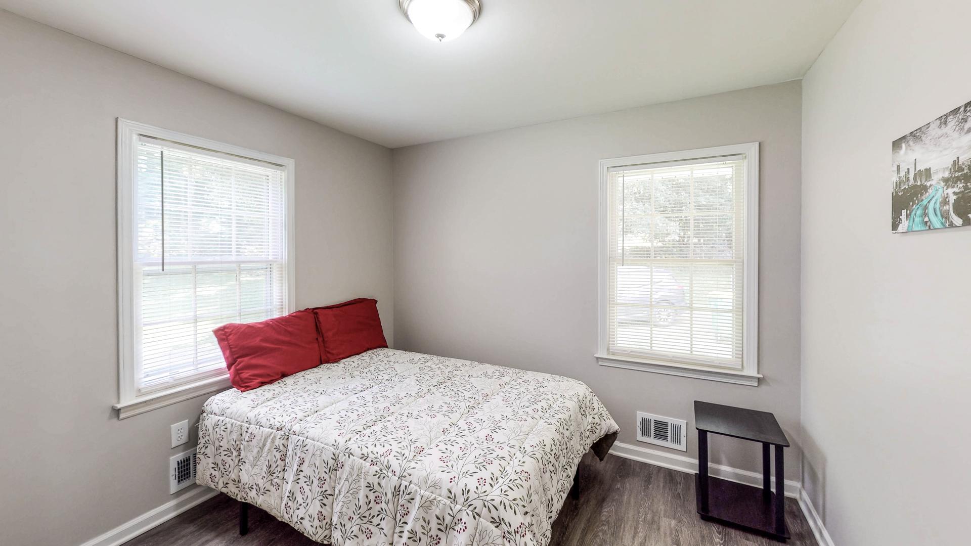 bedroom, detected: window blind, bed