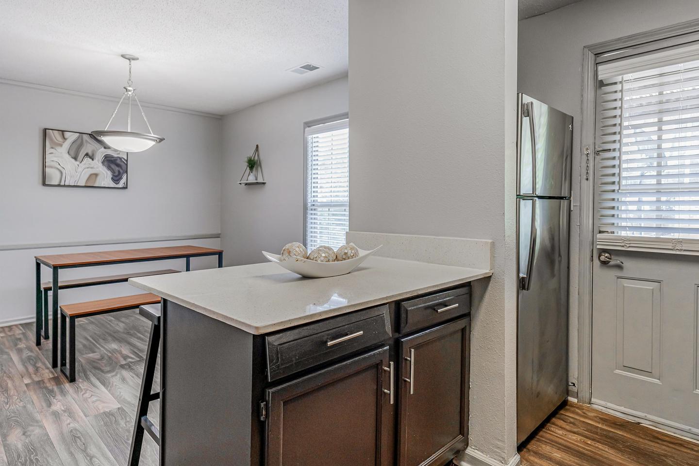Common spaces including the kitchen